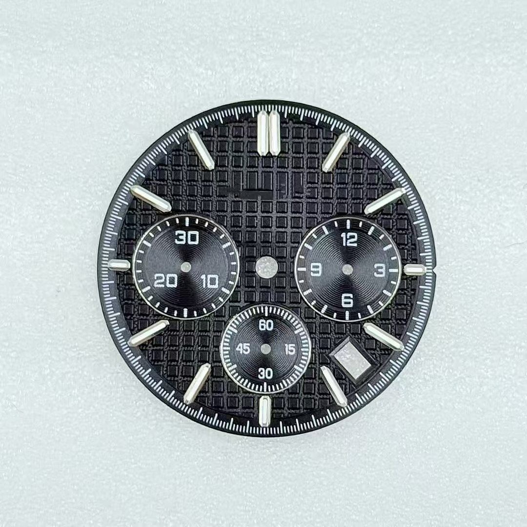 31.8mm Waffle Pattern Watch Dial Green Lume for Vk63 Movement Watch Accessories