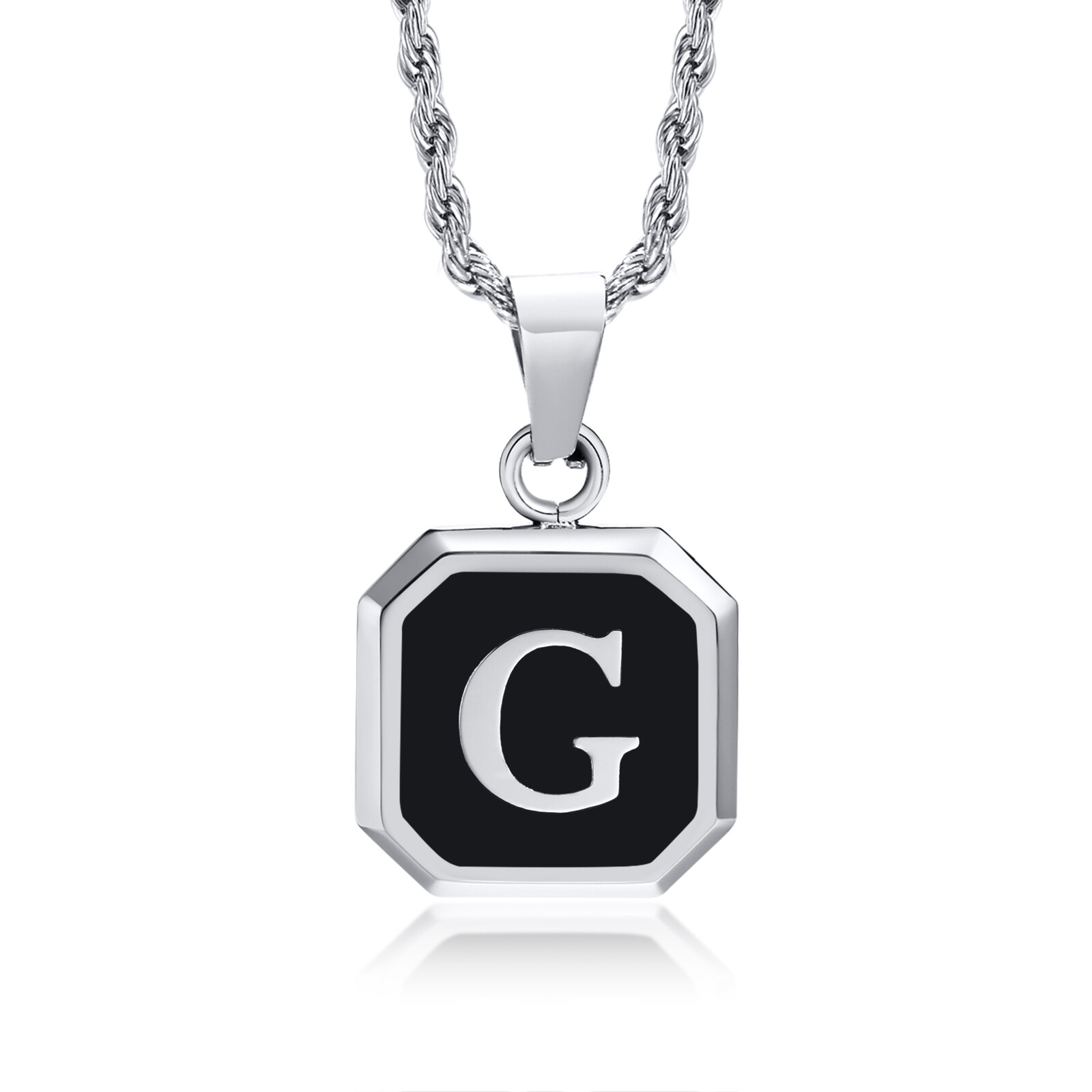 Vnox Initial Necklaces for Men Stylish Letter A-Z Pendant Geometric Chain Gifts