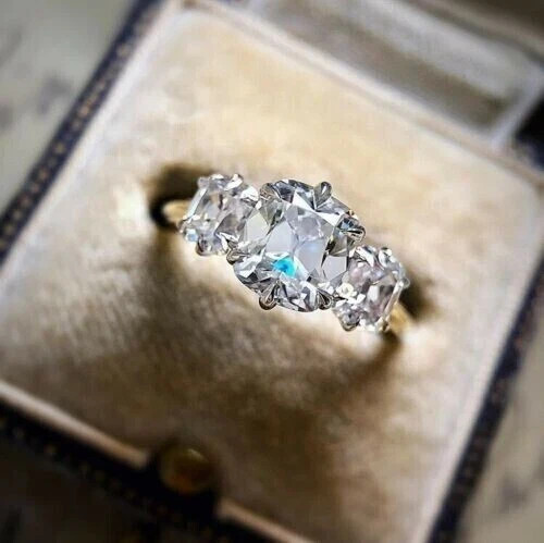 2Ct Cushion Lab Created Diamond Women’s Engagement Ring 14K Yellow Gold Plated