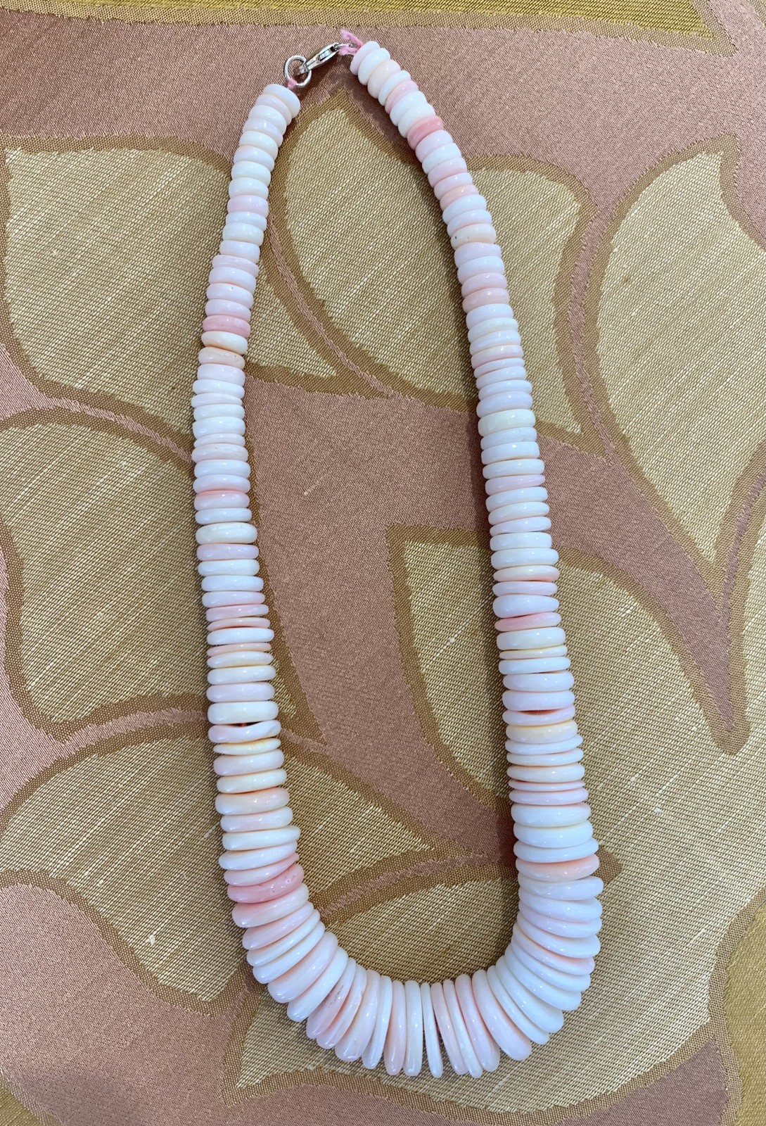 Pink, Peach, Cream and White Conch Large Beaded Shell Necklace, Just Made