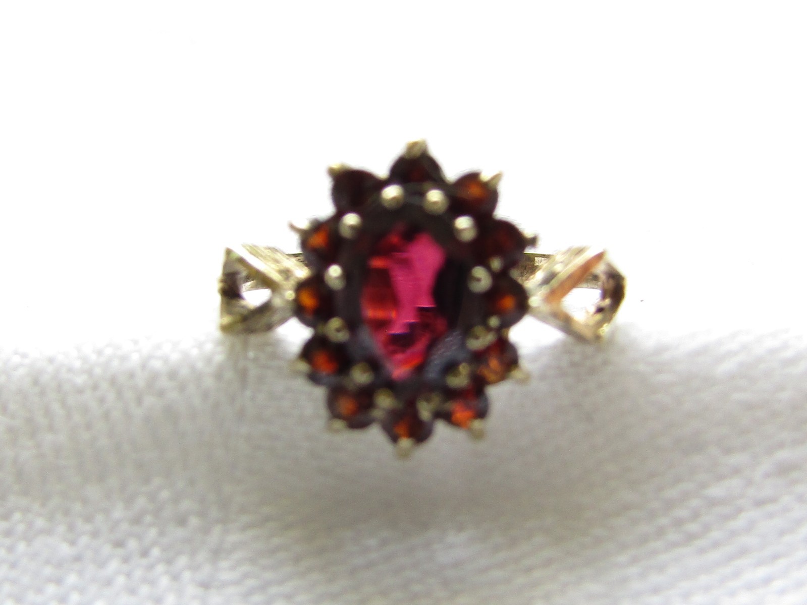 Ring Posy Set in Sterling Silver 925 & Garnets Size P -1970s (C8FV)