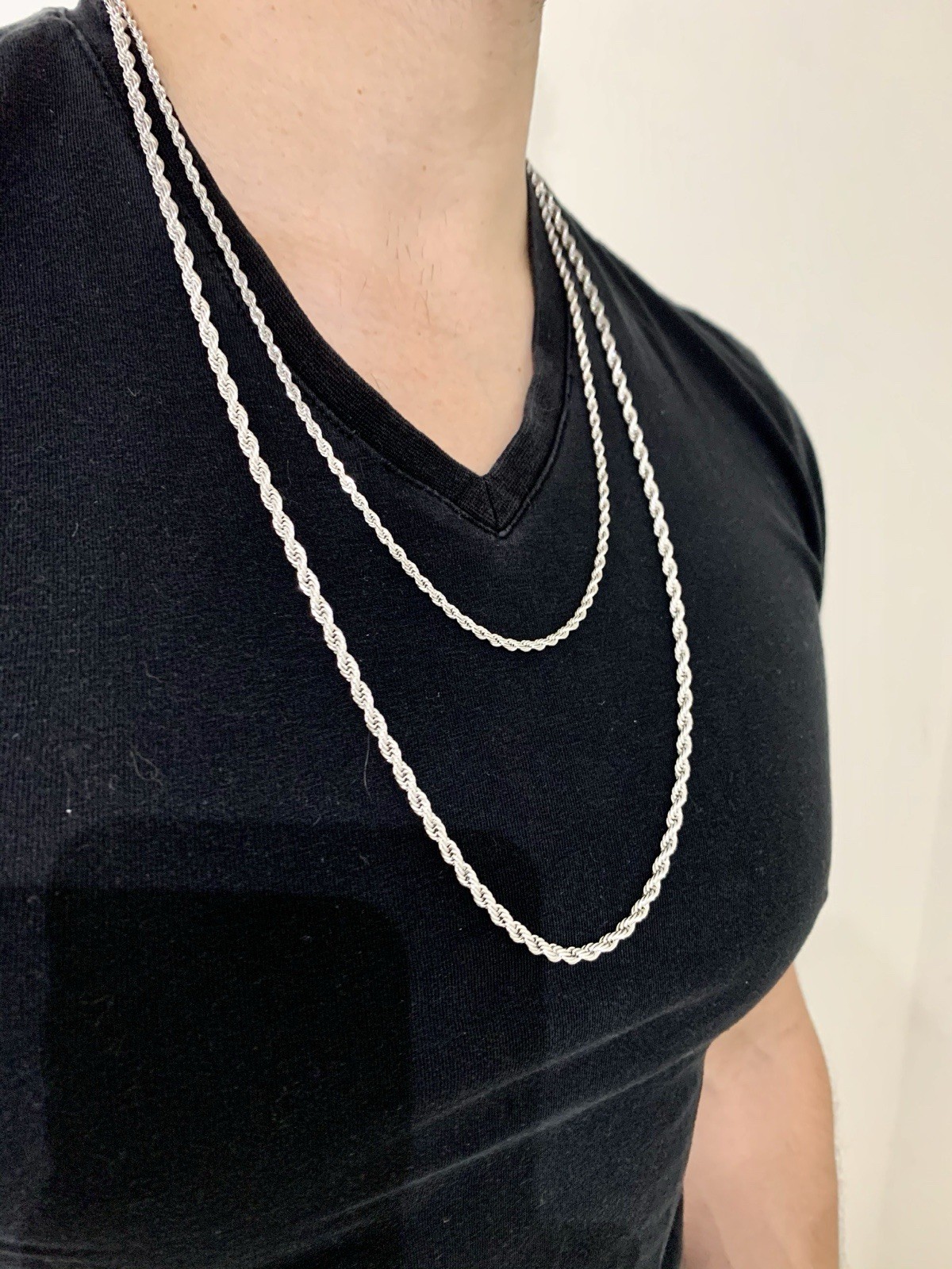 18K WHITE GOLD Men Women 4MM ROPE CHAIN 30” MADE IN ITALY *LIFETIME WARRANTY*