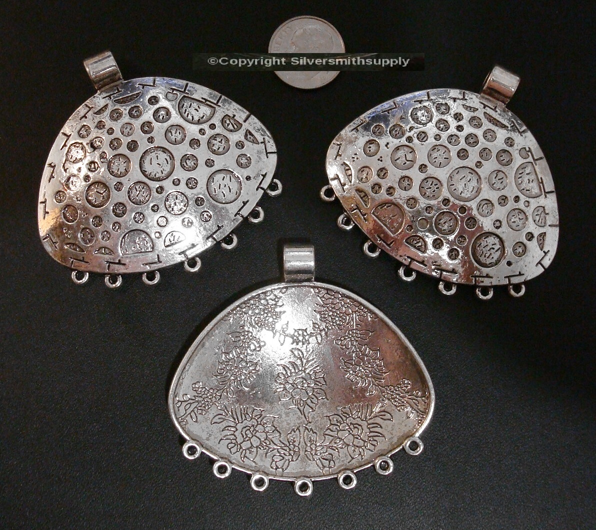 3 Large silver pendants antique silver plated zinc dangle pendants pfg024