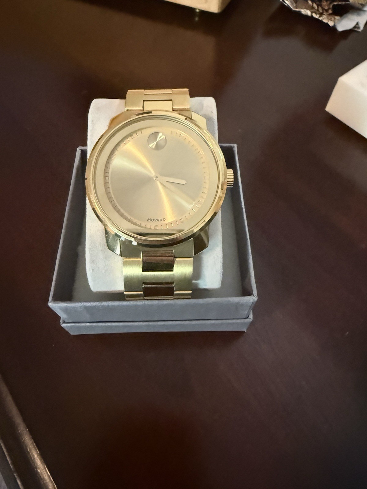 Movado Bold Gold Tone Men’s Quartz Watch 3600258 Dead Battery No Box/Papers
