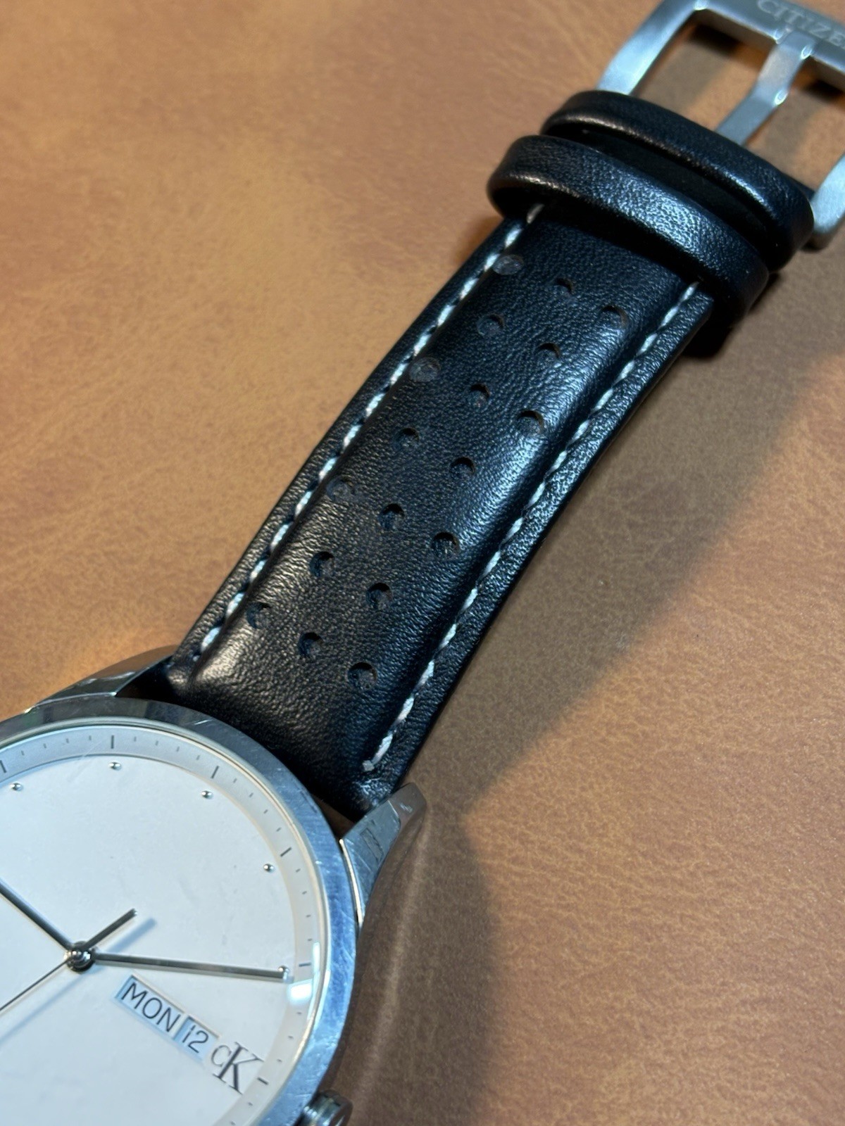 Calvin Klein Swiss Made Men’s Watch Stainless K2211 Day/Date,LeatherCitizen Band