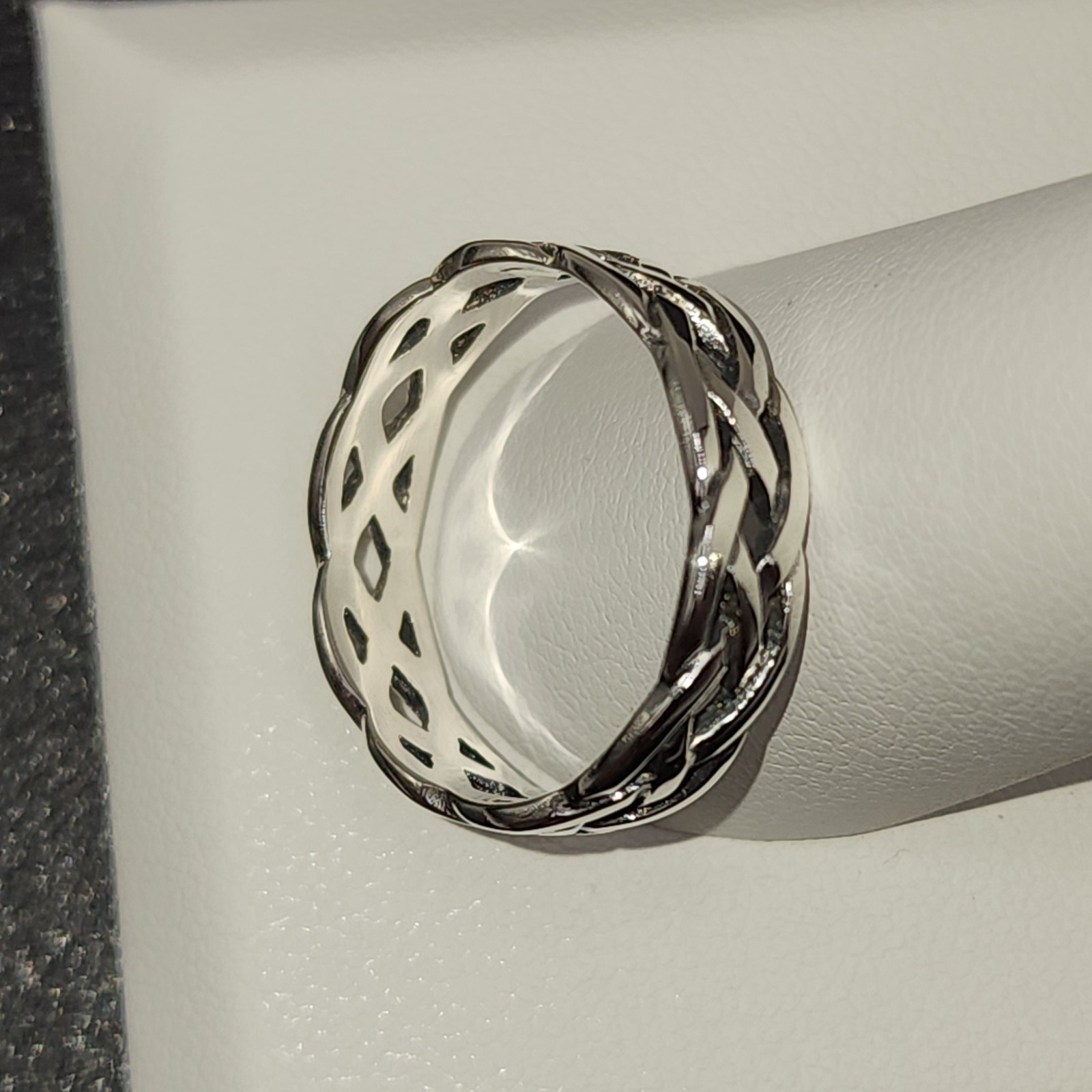 925 NEW Sterling Silver Ring Braided Rhodium Plated 5mm Width Size 11