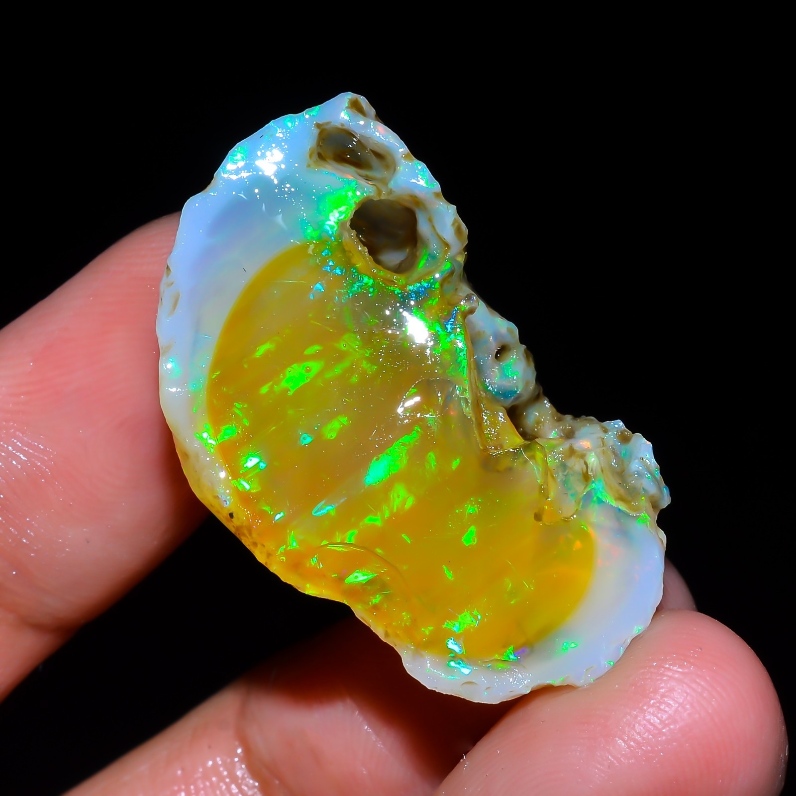 Natural Ethiopian Opal Rough Specimen Welo Multi Fire Crystal Opal Approx 28 Ct