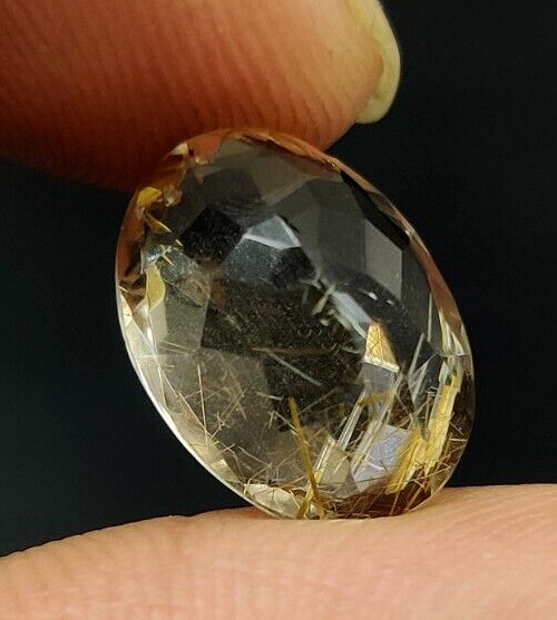 5.80Ct Natural Rutilated Quartz Faceted Cut Oval 13.7×10.2mm Loose Gemstone W212