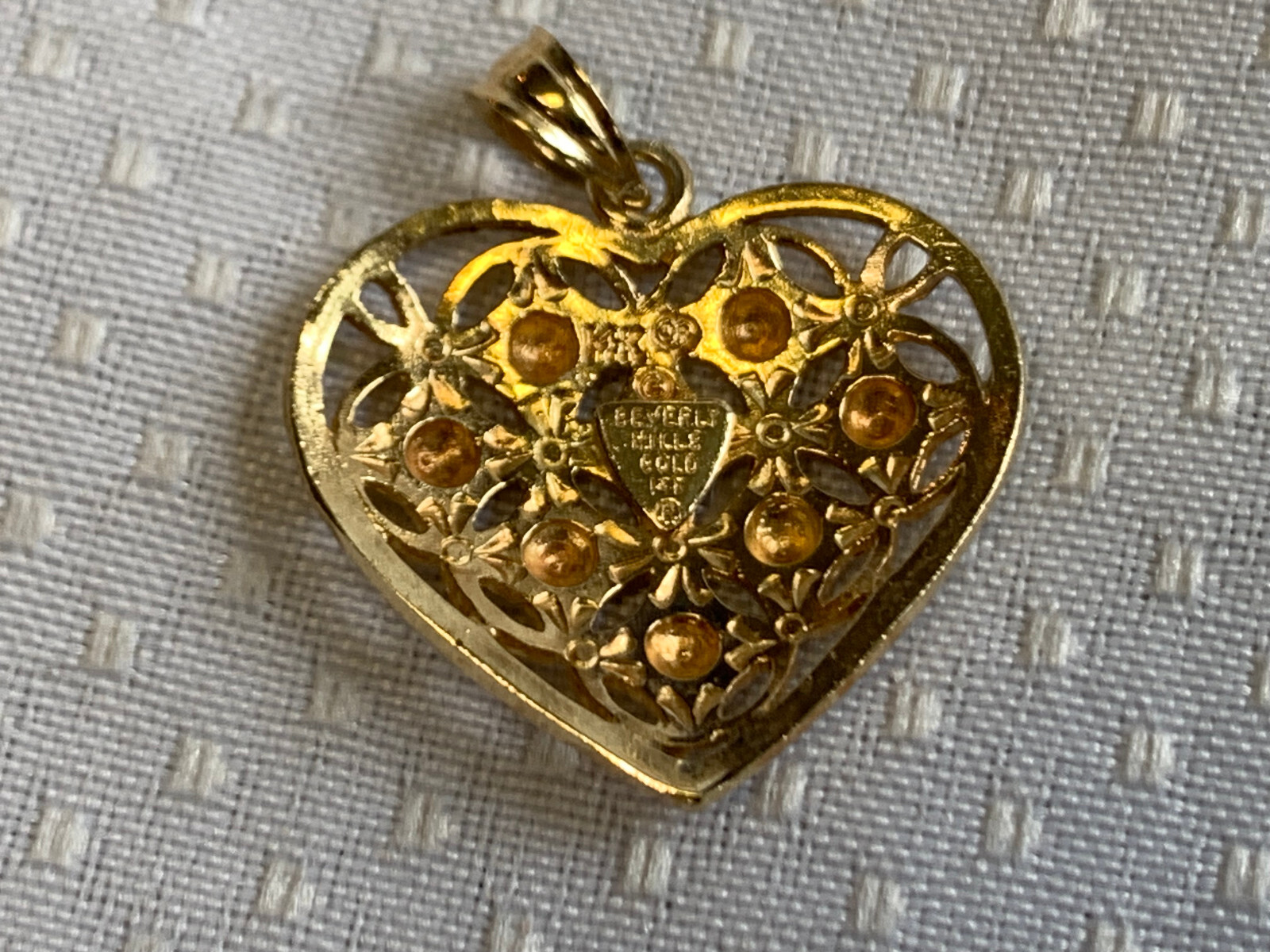 14K Yellow Gold Heart Pendant Beverly Hills Gold 1.95g Fine Jewelry Charm
