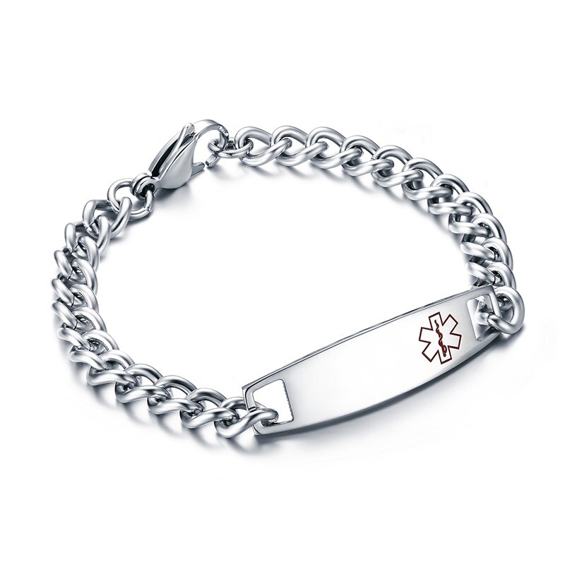 Vnox Engraving Emergency Medical Bracelet ID Name ICE Stainless Steel Bracelet