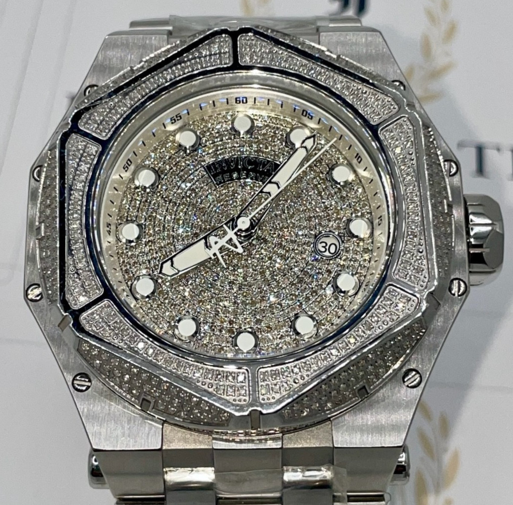 Invicta Reserve Carbon Hawk, 54.50mm, Stainless Steel 4.28ctw Pave Diamond 38943