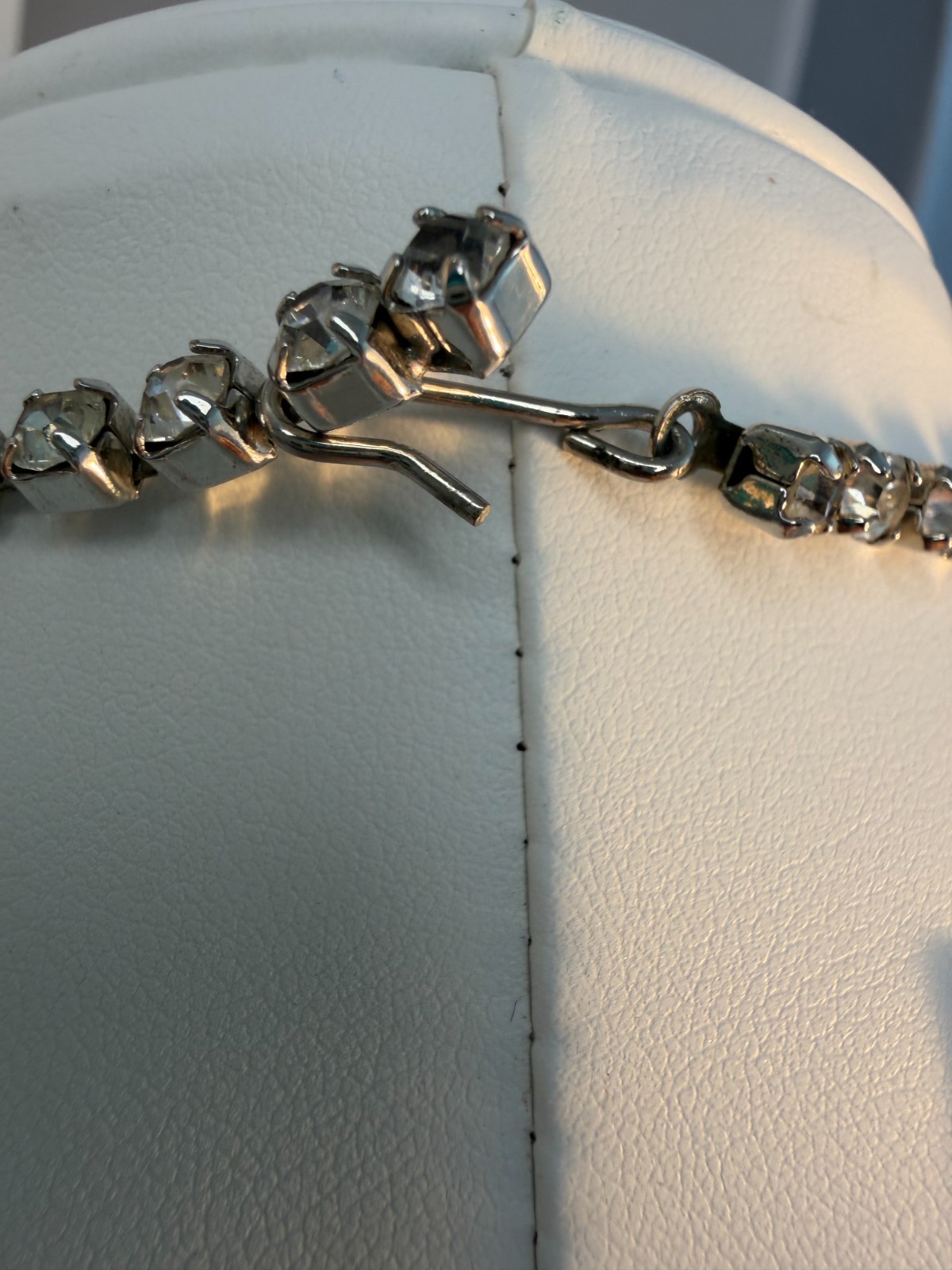 Vintage 50s Rhinestone Statement Choker Necklace Mid-Century Rhodium Plated Prom