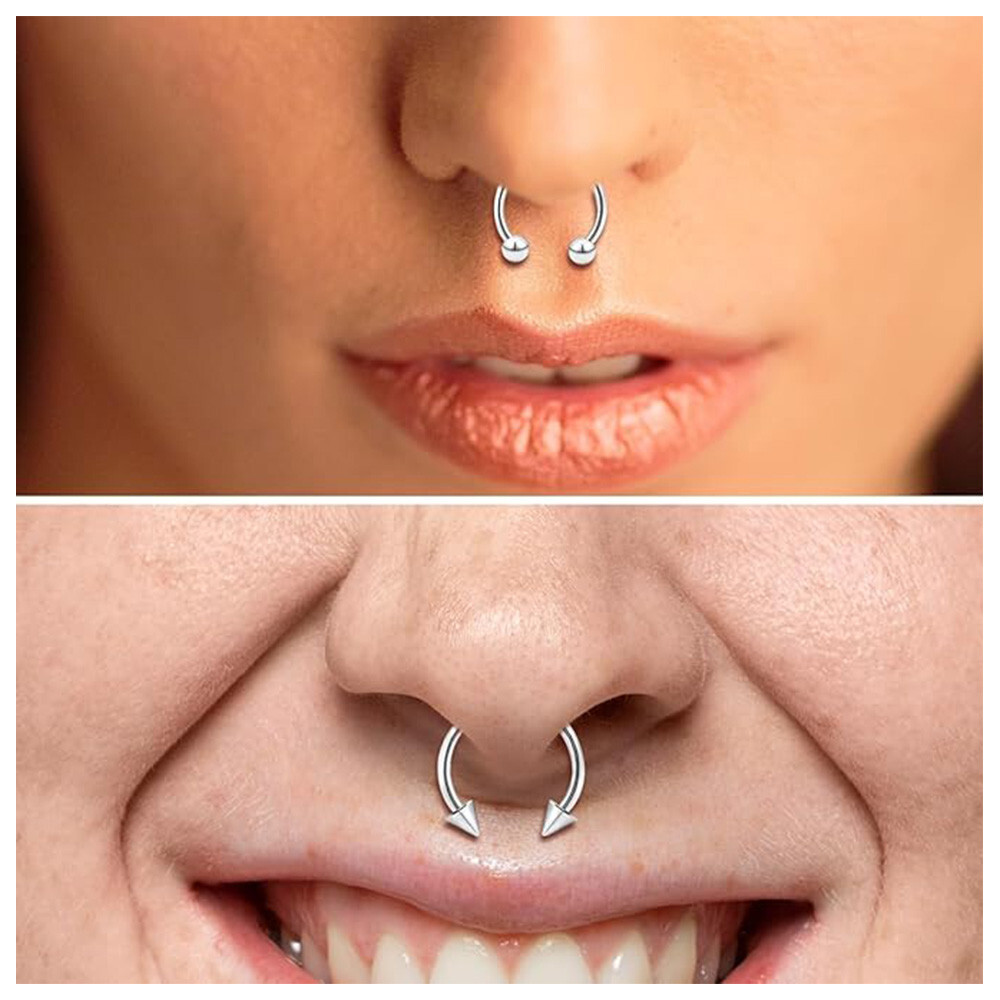 Horseshoe Rings Circular Barbells 16G 14G Surgical Steel Ball Spike Septum Rings