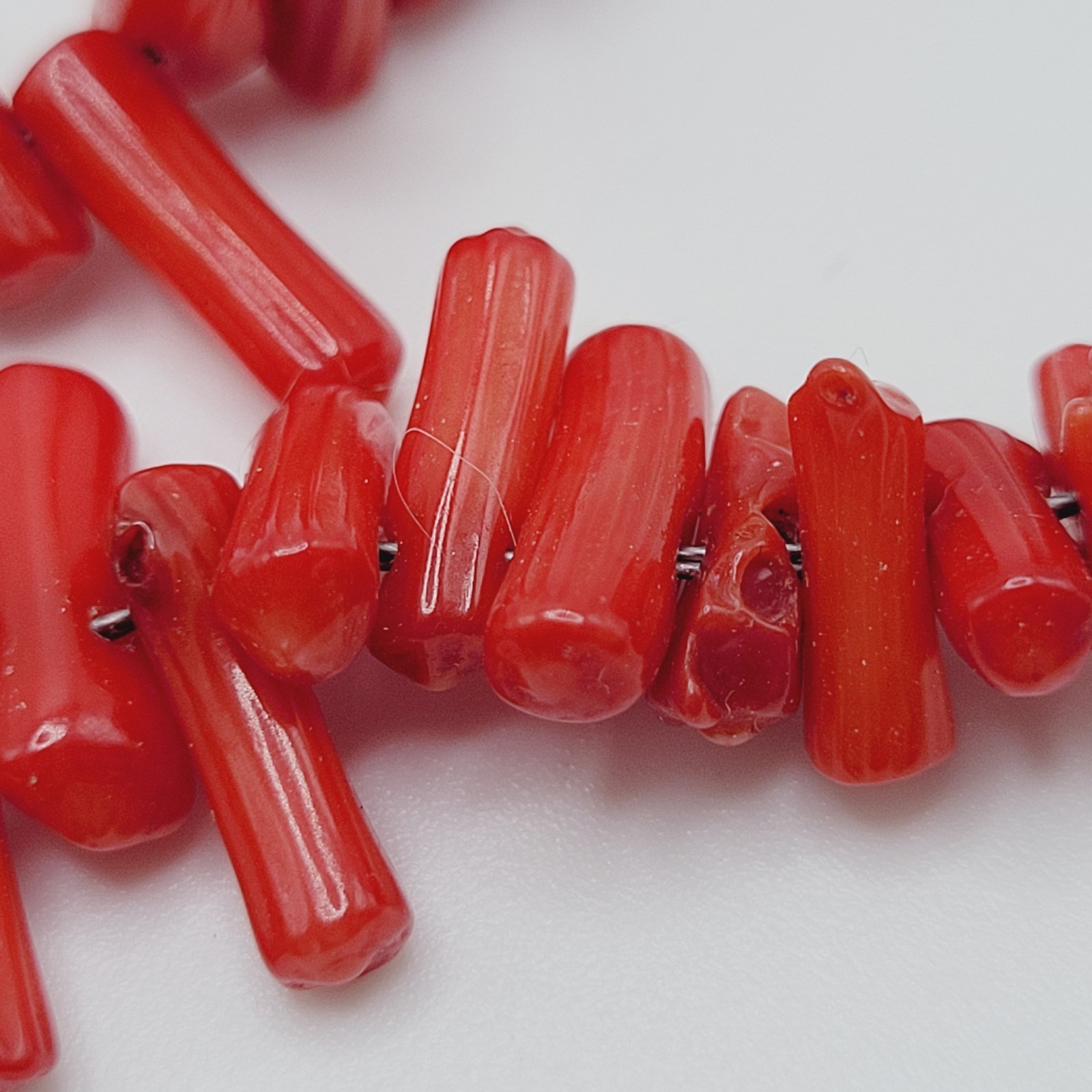 Vintage SW Artisan Red Branch Coral w Shell Pendant Gold Tone Cones Necklace