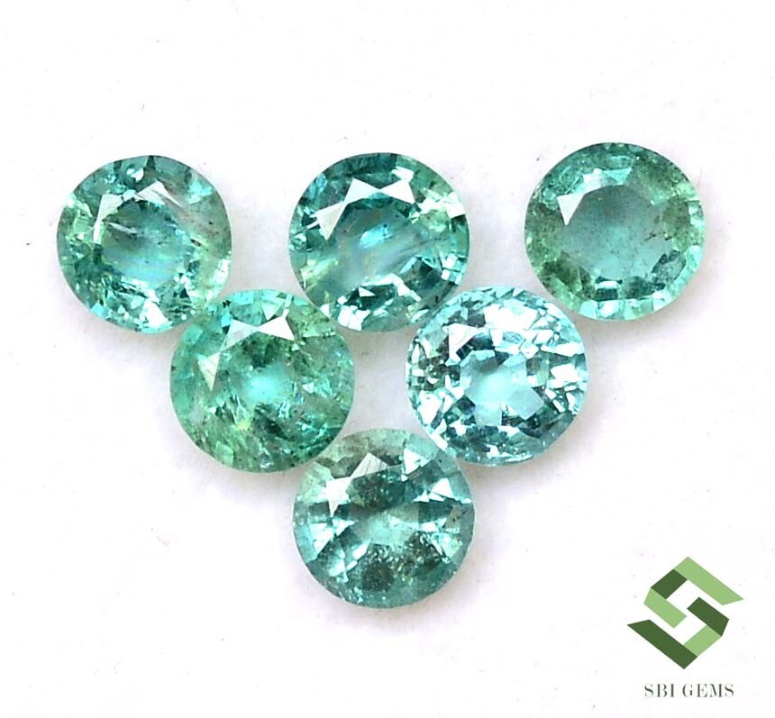2.88 CTS Natural Emerald Round Cut 5 mm Lot 06 Pcs Lustrous Loose Gemstones