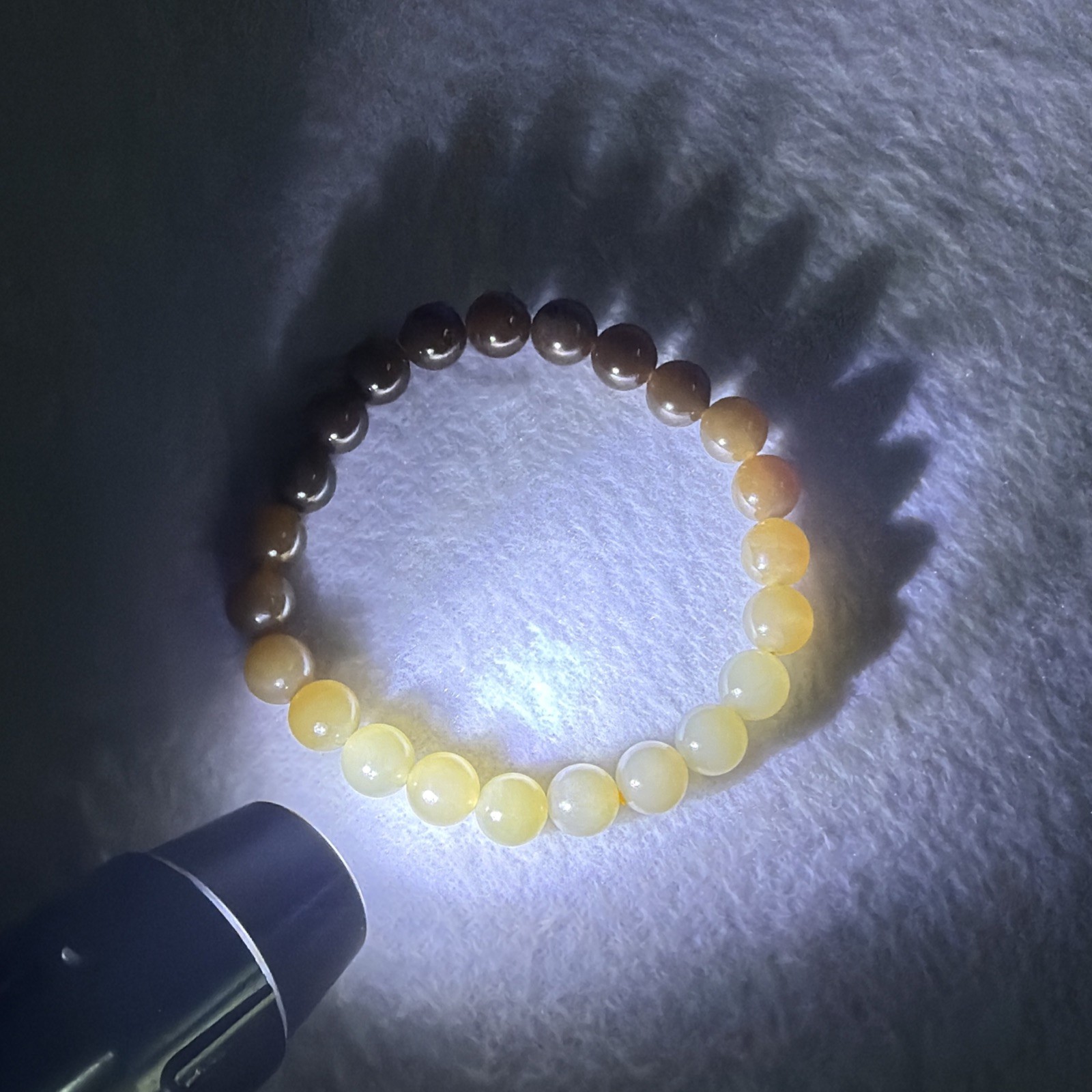 certified nephrite jade bead bracelet 和田玉手链 （糖料渐变色手链，和田老料）#183