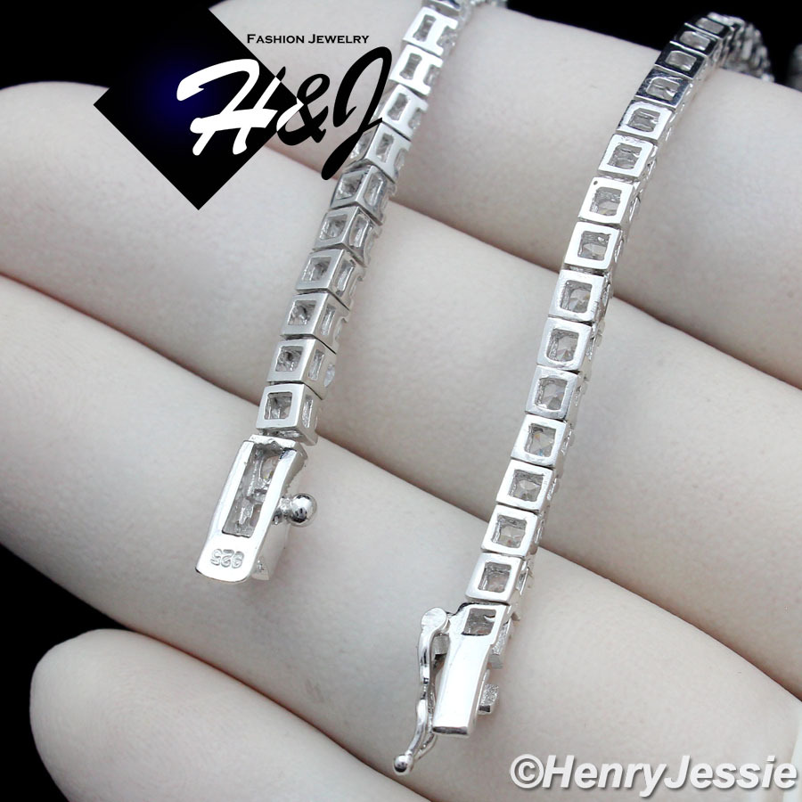 18″-28″MEN 925 STERLING SILVER ICY BLING CZ 3MM 1 ROW TENNIS CHAIN NECKLACE*N10