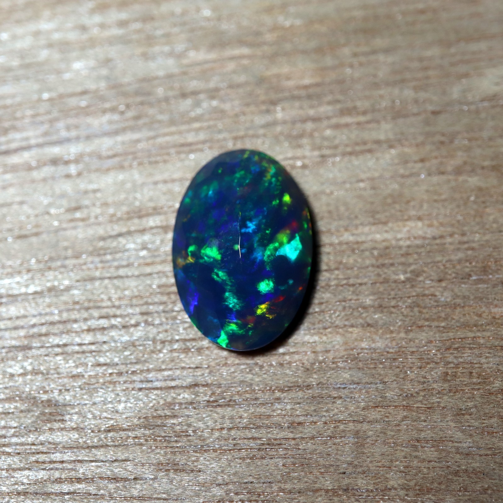 3.5Ct Real Ethiopian Smoked Black Opal AAAA Faceted Oval Rainbow Fire 16×10.8MM