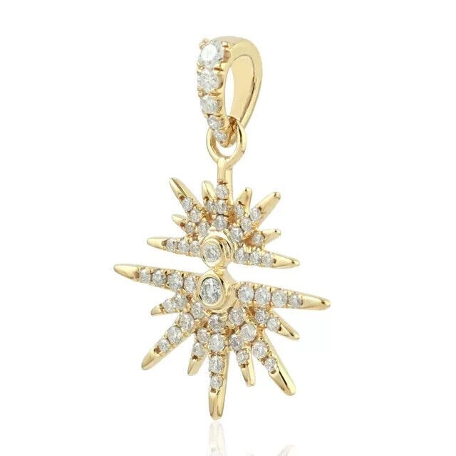 1.20Ct Round Cut Lab-Created Diamond Sunburst Pendant 14K Yellow Gold Plated