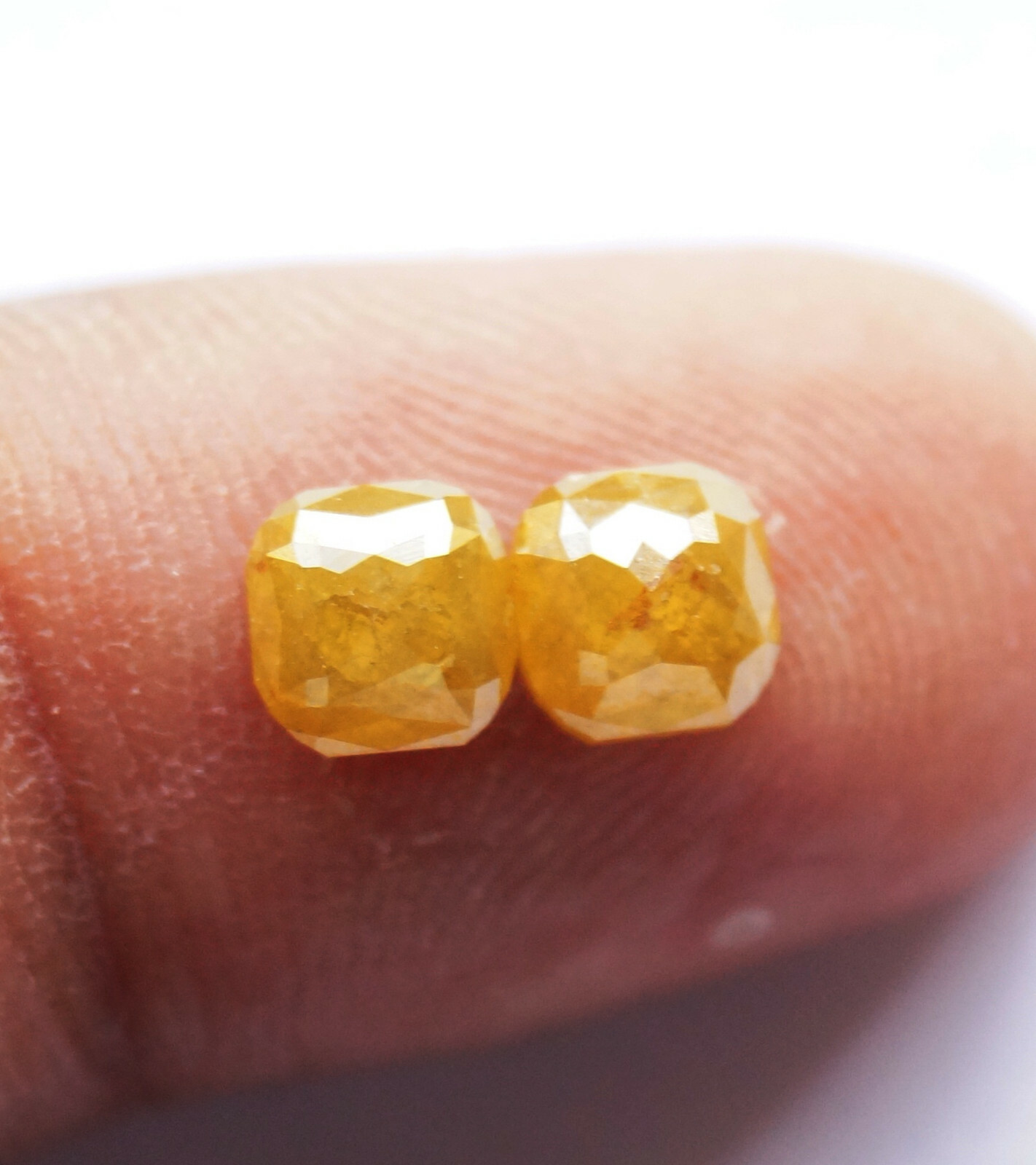 Natural Rose Cut Diamond Pair Cushion Yellow Color I3 Clarity 5.37MM 1.45Ct 1027