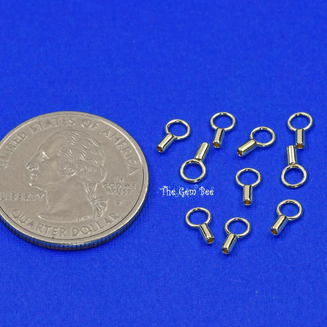 14k Solid Yellow Gold Crimp Cap End Stringing Finding With 0.9mm Holes 4mm Jump