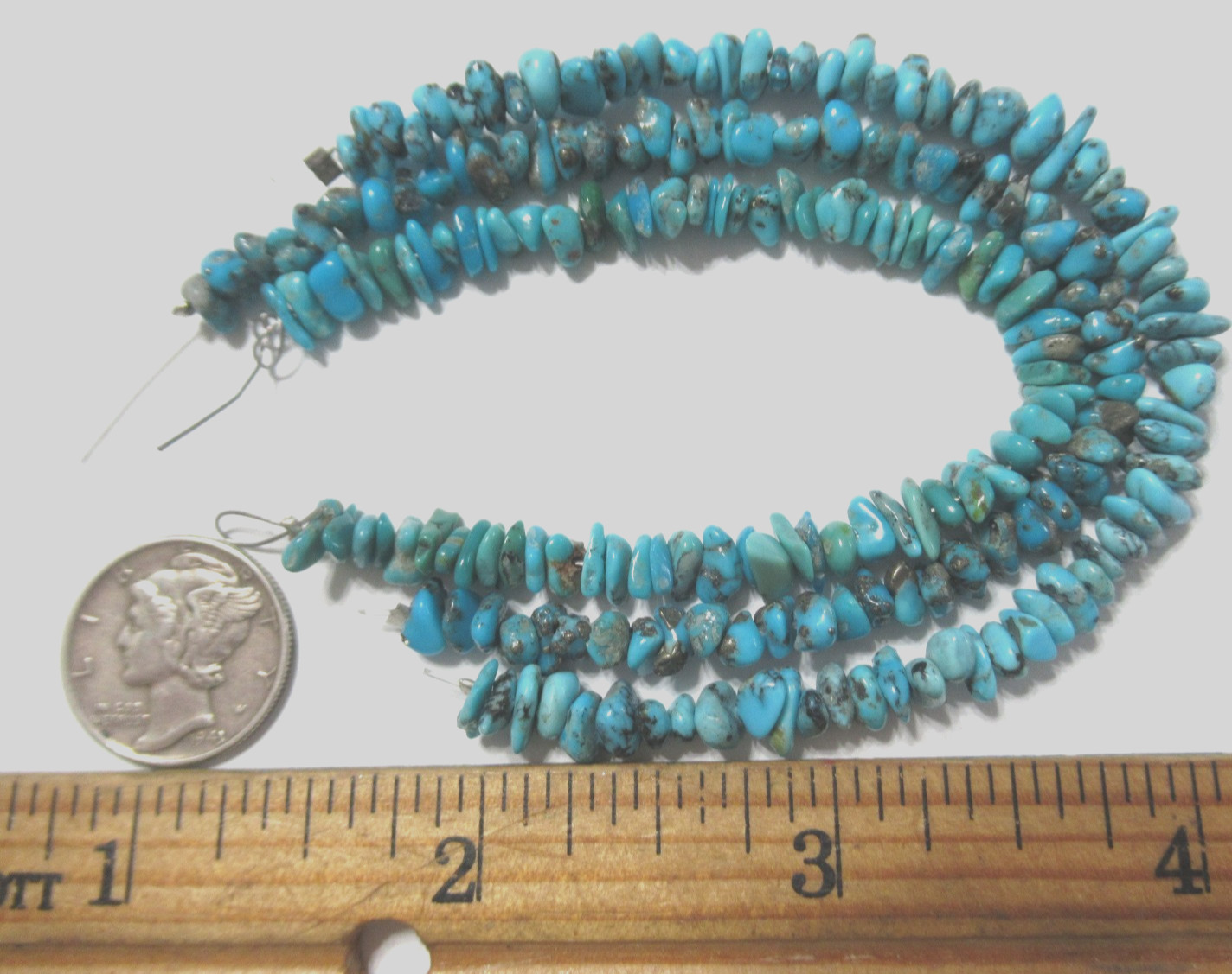 3 KINGMAN TURQUOISE STRANDS= 16.25 INCHES NUGGETS: 4 X 3mm to 7 X 4mm #774