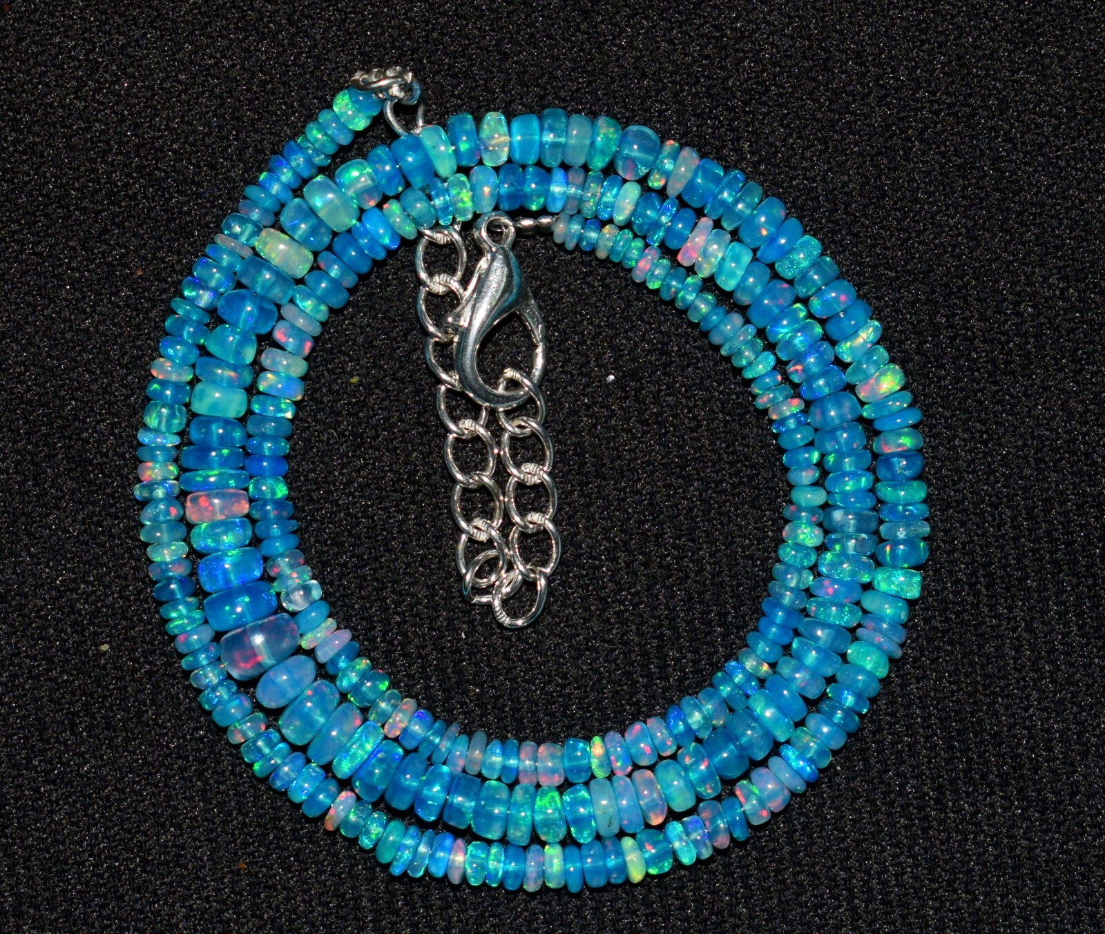 A++ 26Crt 16″Natural Ethiopian Wello Fire Opal Gemstone Bead Necklace F0308