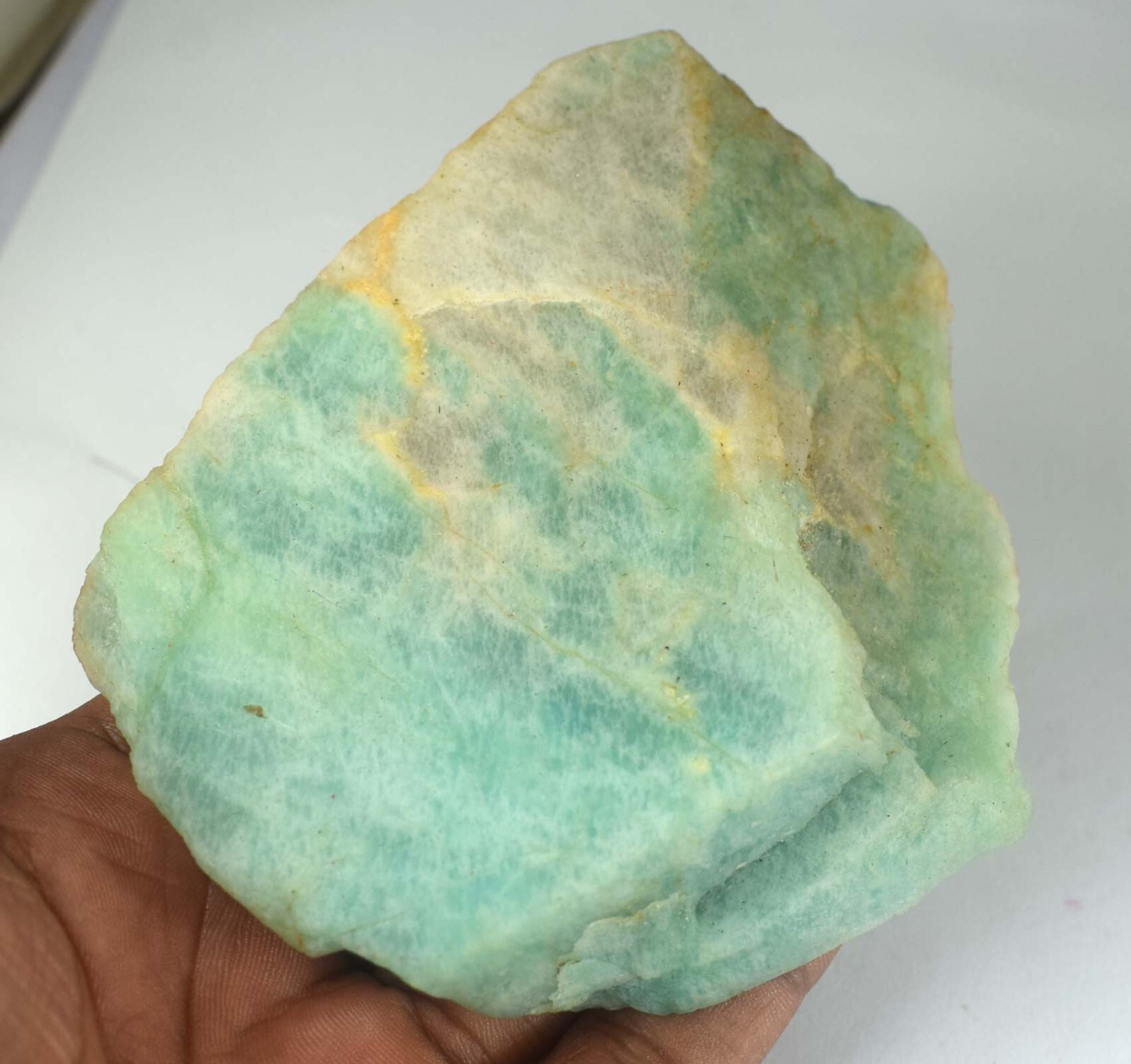 1370 Ct Natural African Green Amazonite 103 x 78 mm Gemstone Rough Specimen