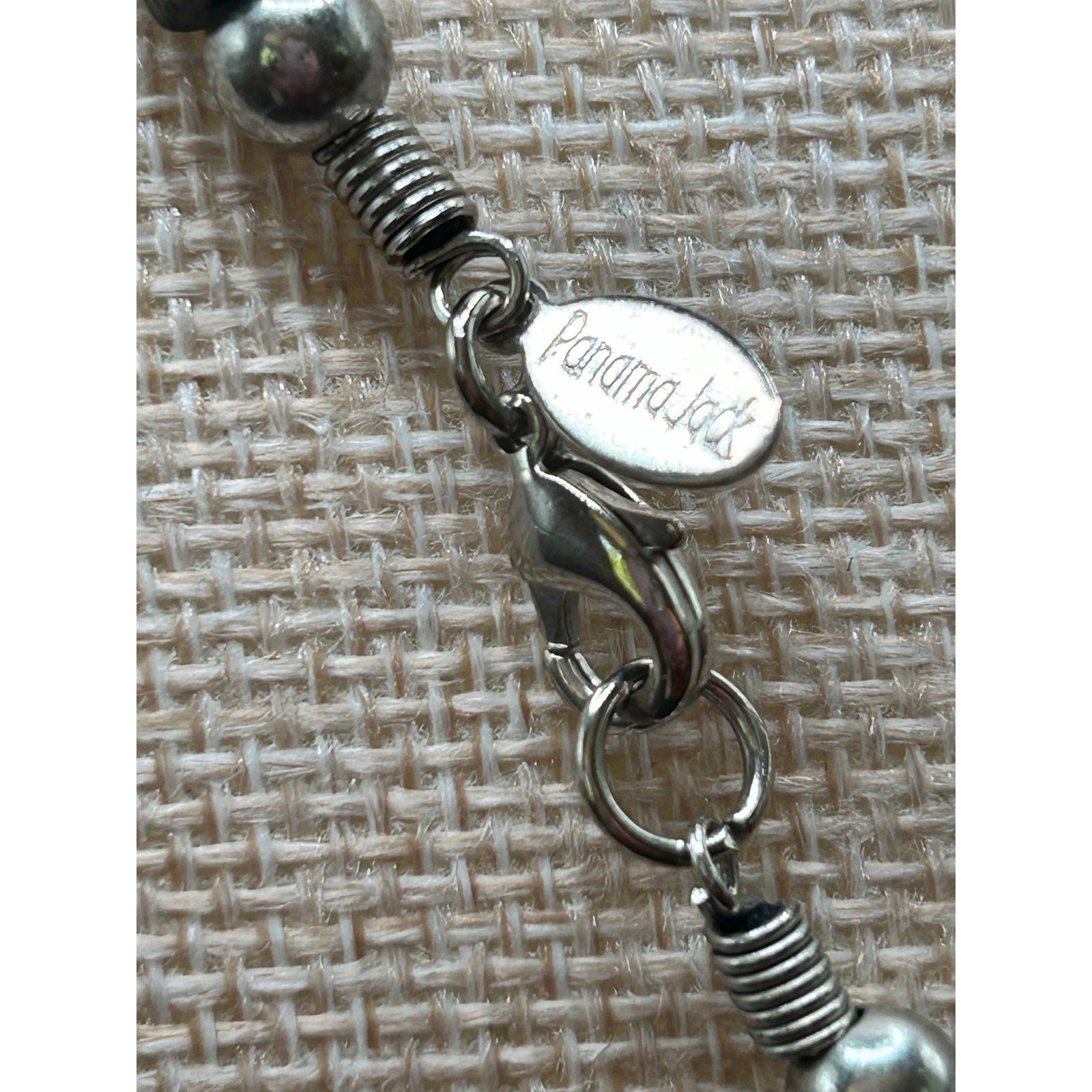 Panama Jack Wood Bead Necklace 18″ Silver Tone Earth Tones Boho Casual New