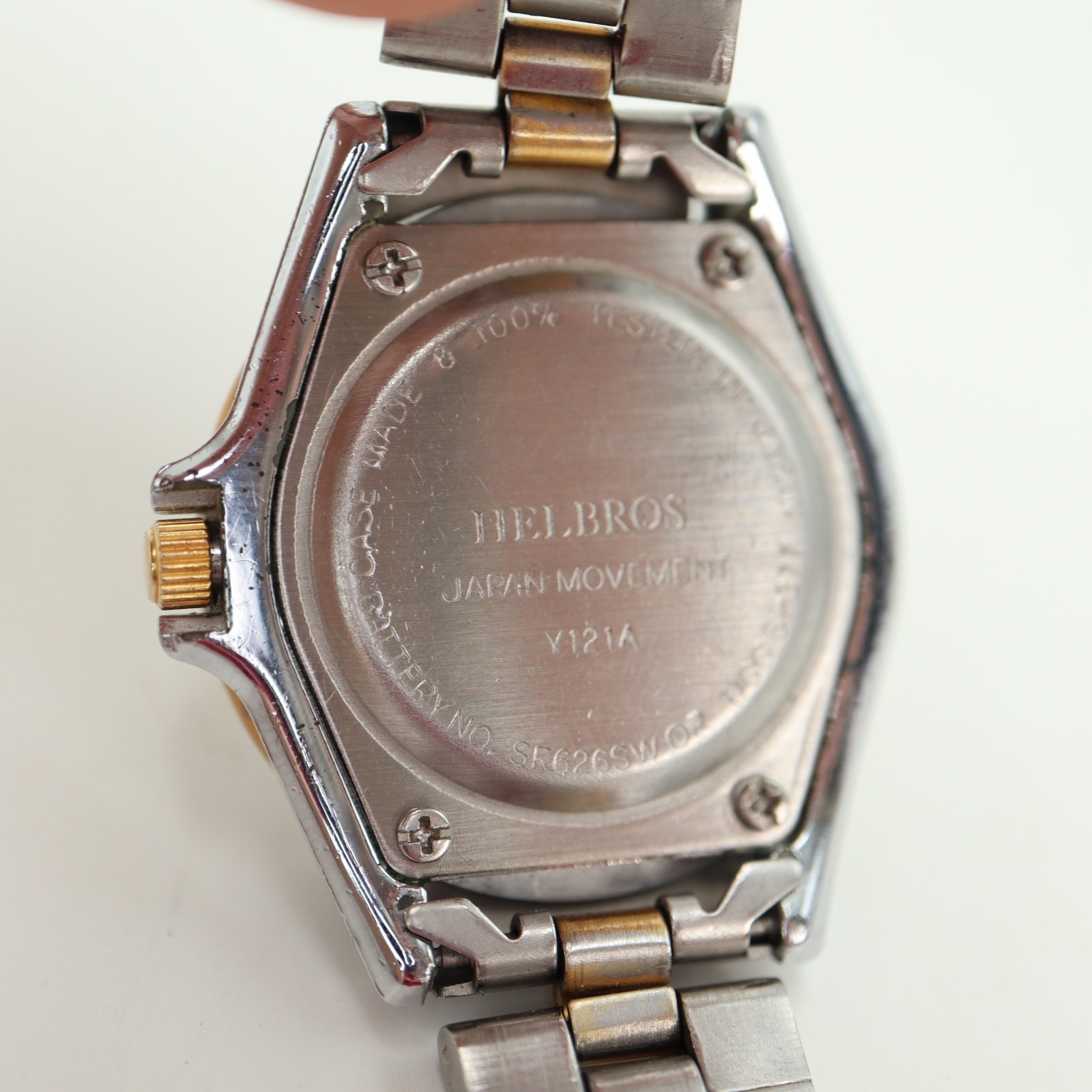 Vintage Helbros Scuba Master 30mm Diver Watch Two Tone 5.75″ Band w New Battery