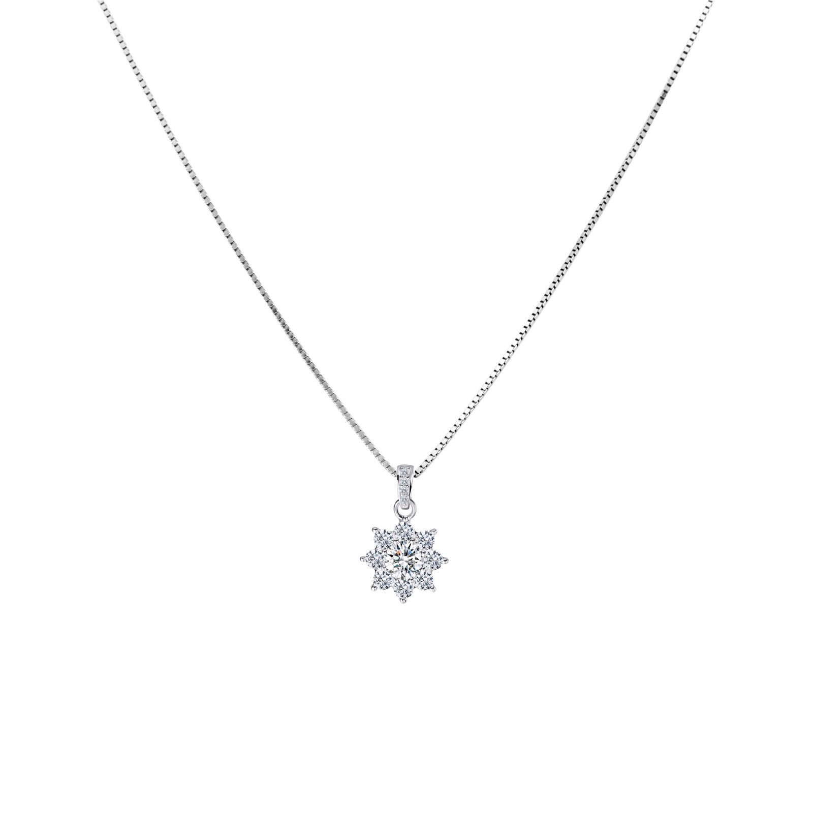 Venetian Chain Necklace Pendant Star Zircon 925 Sterling Silver Women’s Chain