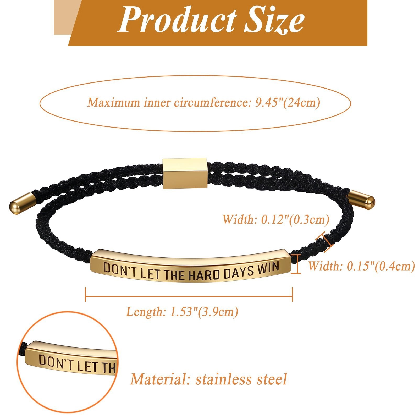 Don’t Let The Hard Days Win Saying Braided Wrap Bracelet For Son Daughter Gift
