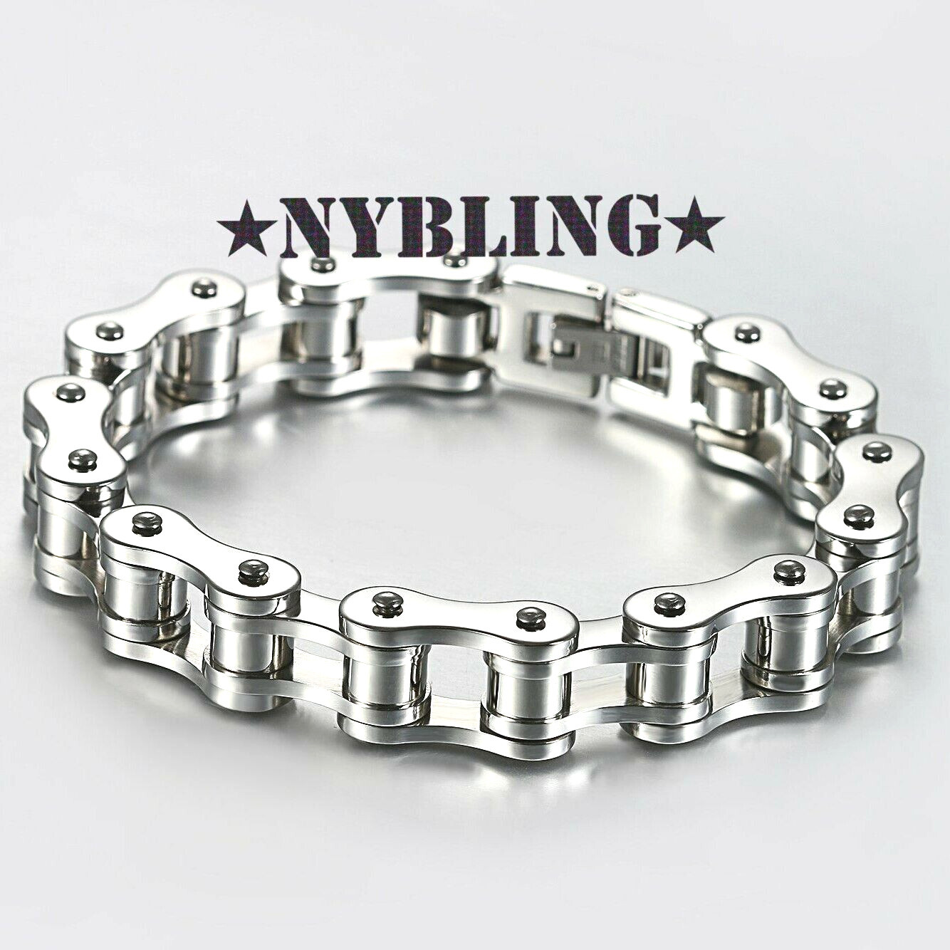 SOLID Stainless Steel Motorcycle Bike Chain Design Bracelet Men’s Jewelry 14MM