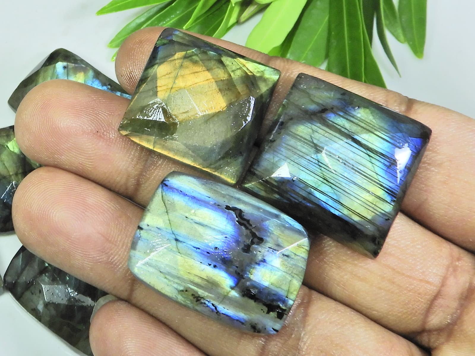 19X23-23X23MM Natural Checker Cut Labradorite Octagon Gemstone 7Pcs