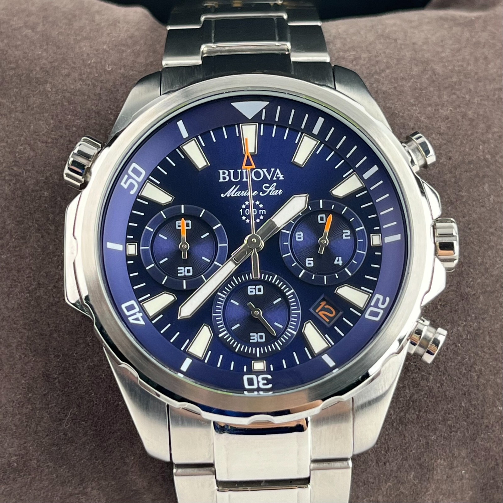 Bulova Marine Star Watch 43mm Blue Dial Stainless Steel Men’s Watch 96B256