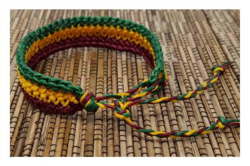Rasta Waxed Cord Bracelet | Adjustable 6–9in | Bold Braided Unisex Boho Bracelet