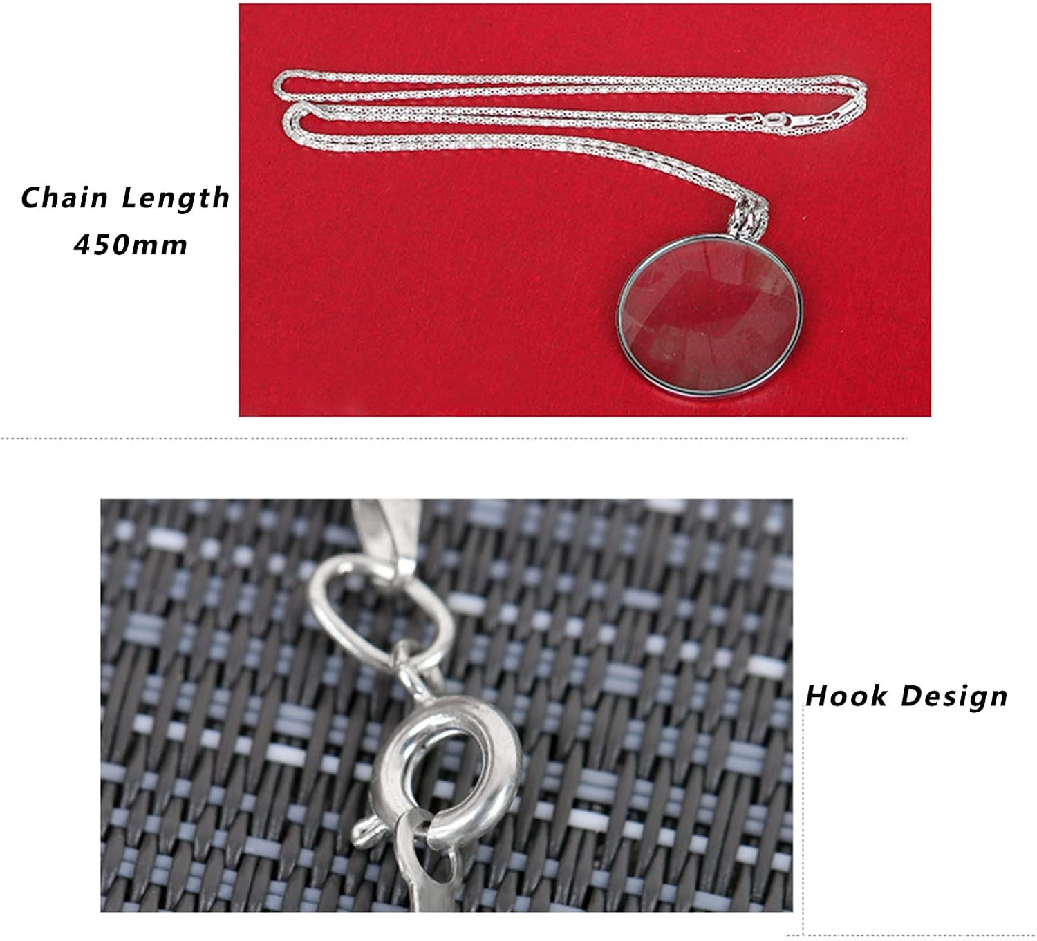 Magnifying Glass Necklace Monocle 5X Necklace With 1.6 Inch Glass 35.4 Inch Gold