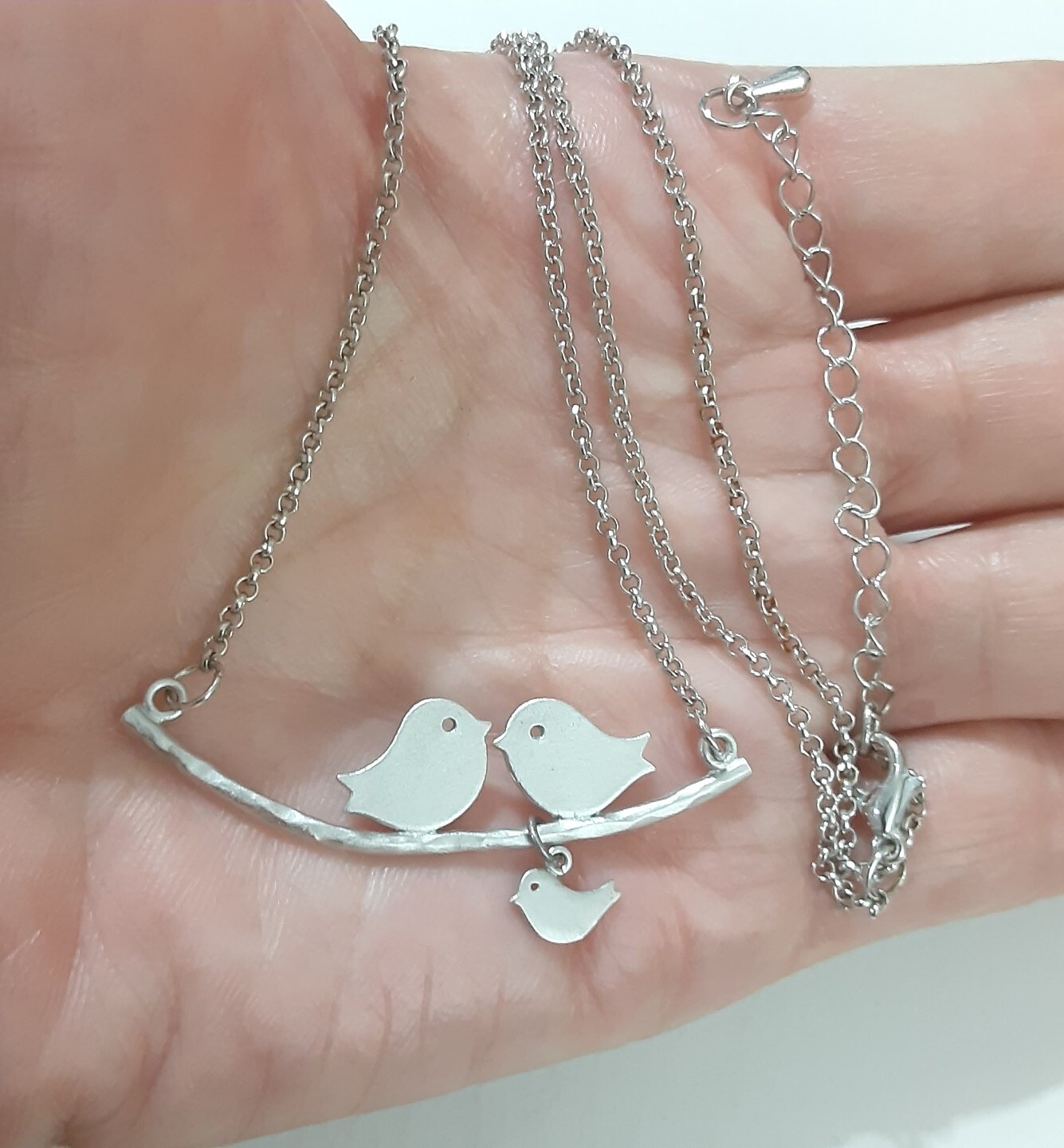 Love Birds Pendant Necklace Silver