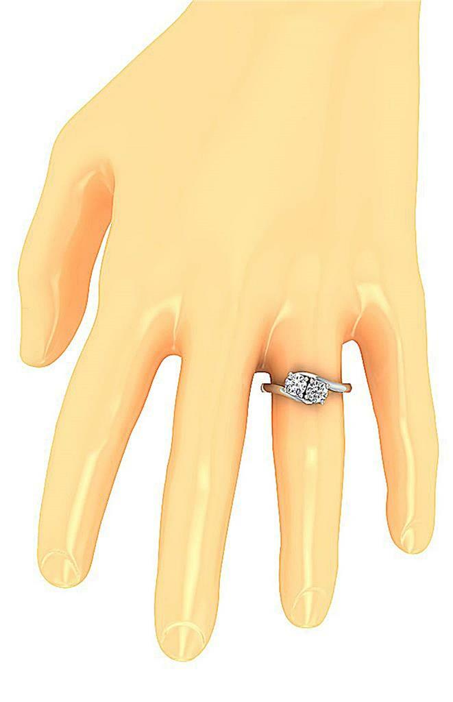 SI2 H 1.10 Ct Round Diamond Forever Us Two Stone Engagement Ring 14K Solid Gold