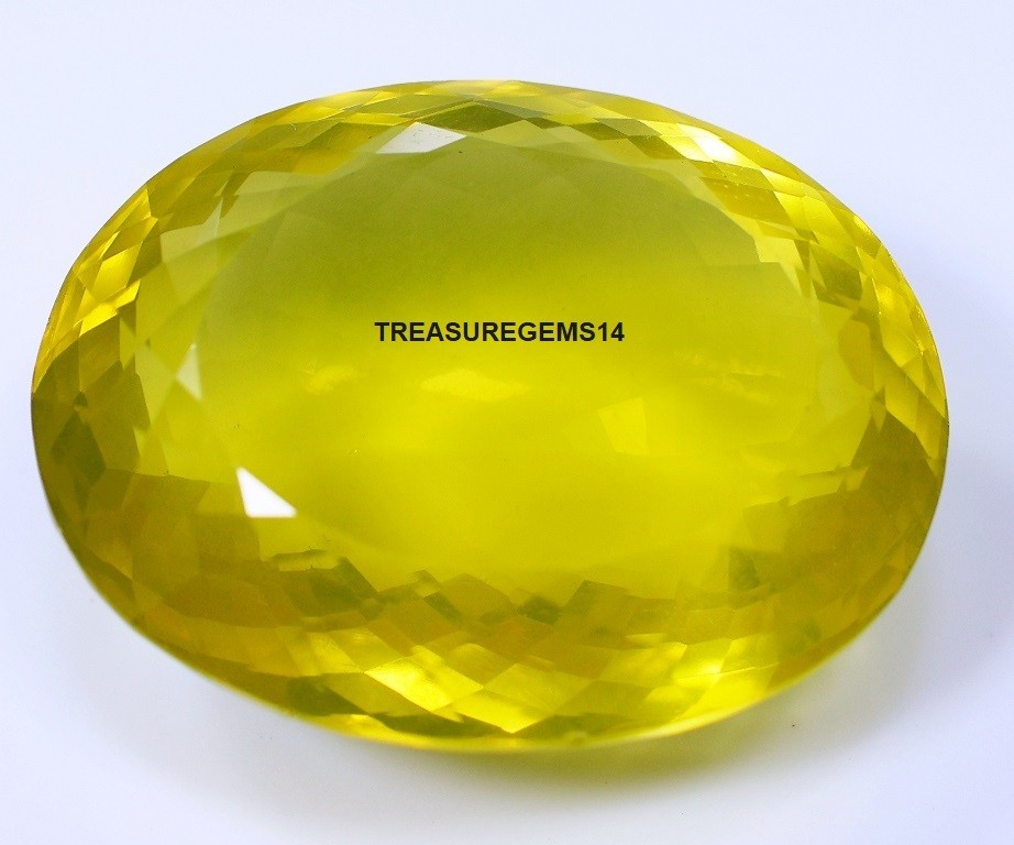 24.3 Ct 11X16X21 mm Natural Transparent Lemon Quartz faceted Oval Gems KB-50