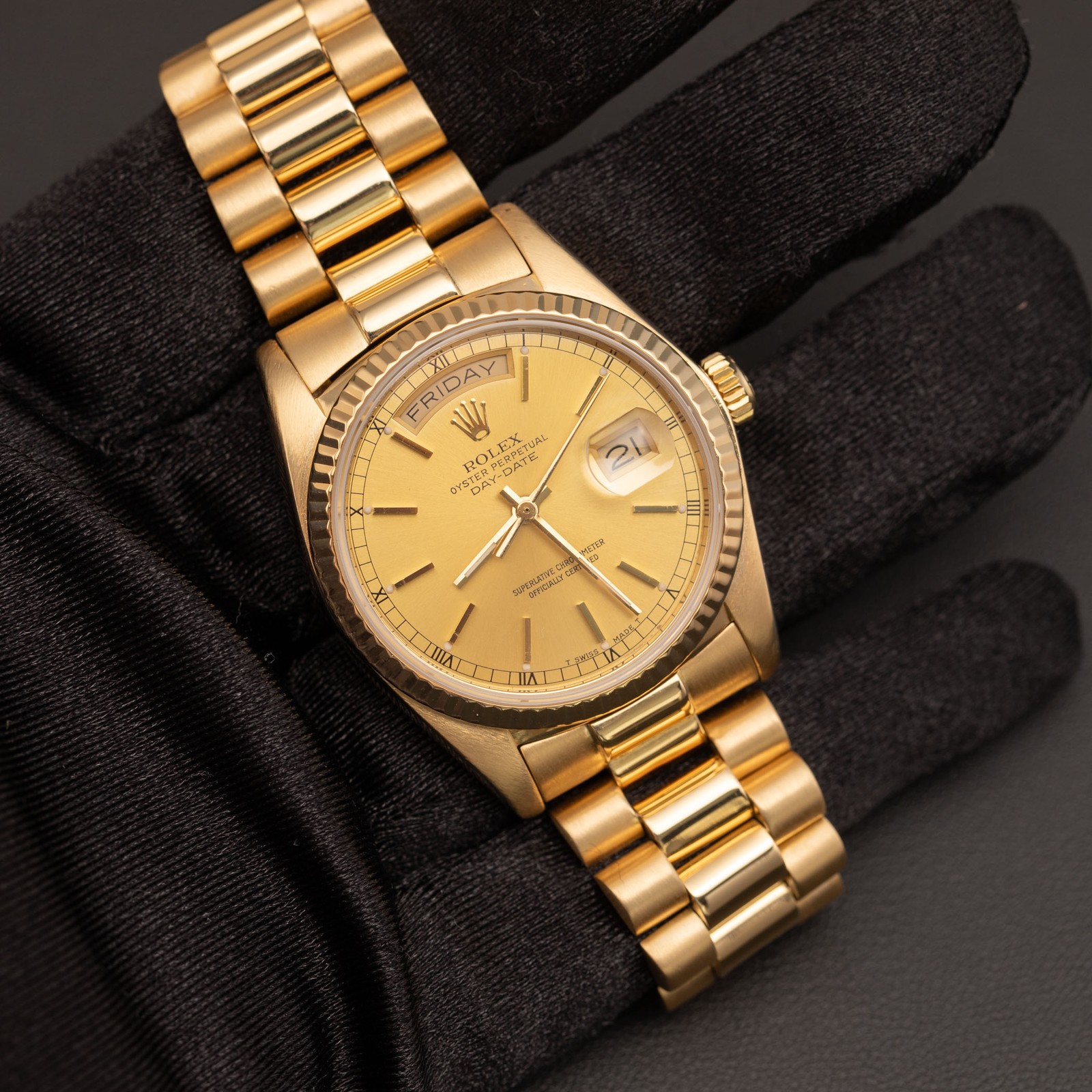 Presidential Rolex Day-Date 18038 Watch 36mm Champagne Dial 18K Yellow Gold