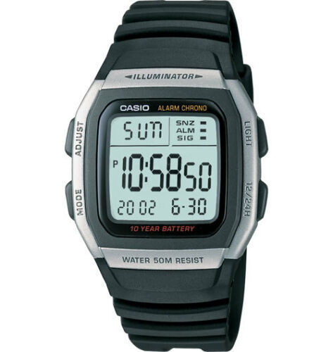 Casio W96H-1AV, 50 Meter WR Chronograph Watch, Alarm, 10 Year Battery, Date, NEW