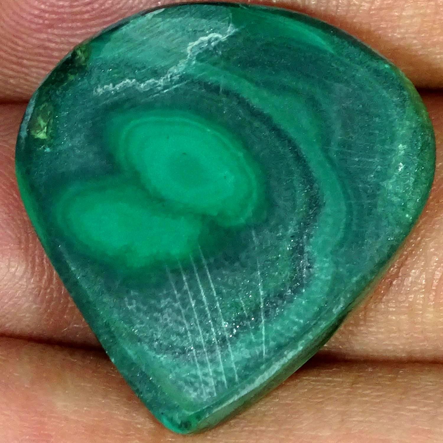 43.50Cts 100% Natural Nice Malachite Pear Cabochon Gemstone 25X28X5MM