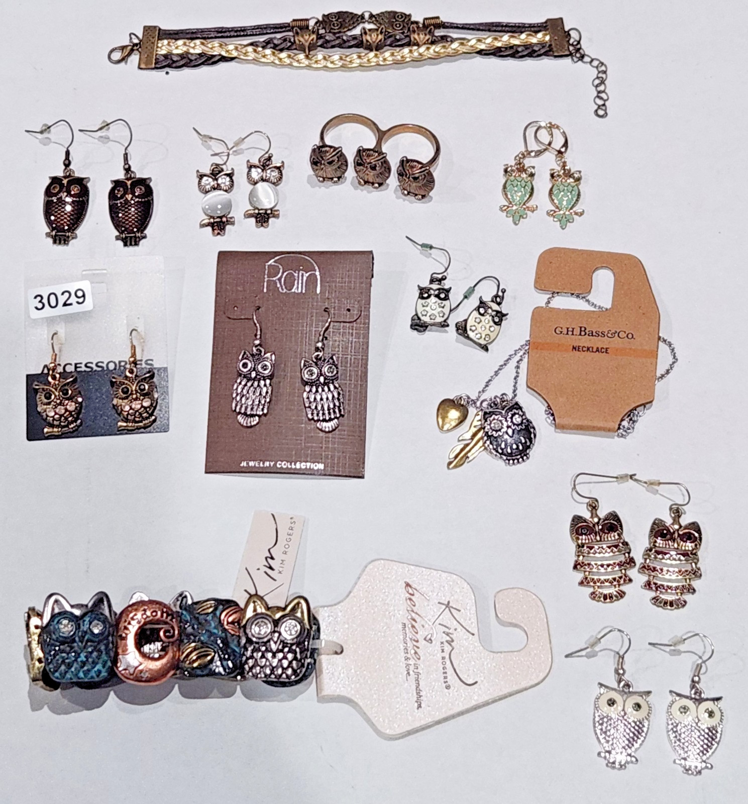 Huge Owl Jewelry Lot 16 Pc Earrings Bracelets Necklace Ring Set Kim Rogers Bass