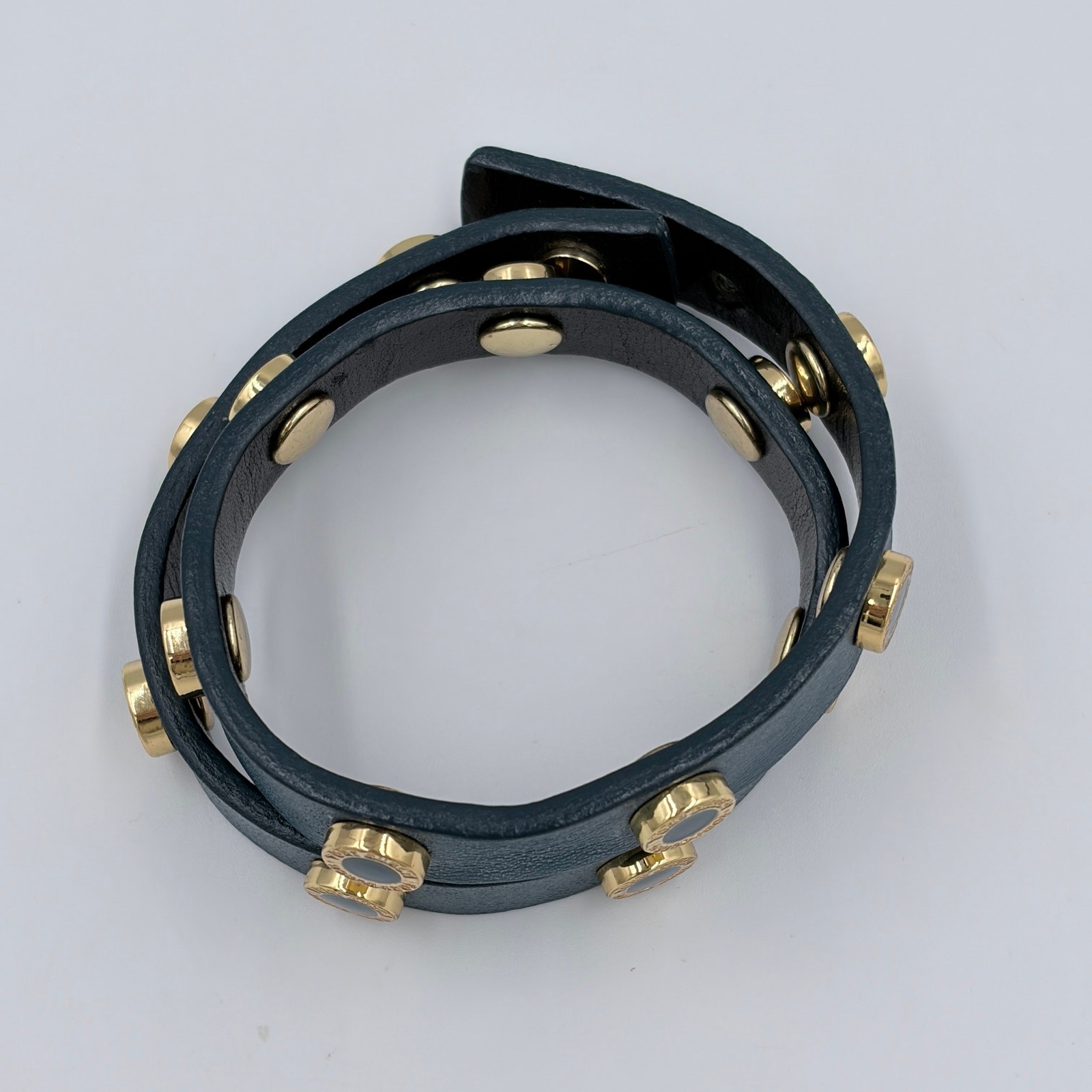 Tory Burch Enamel & Leather Cole Double Wrap Around Bracelet