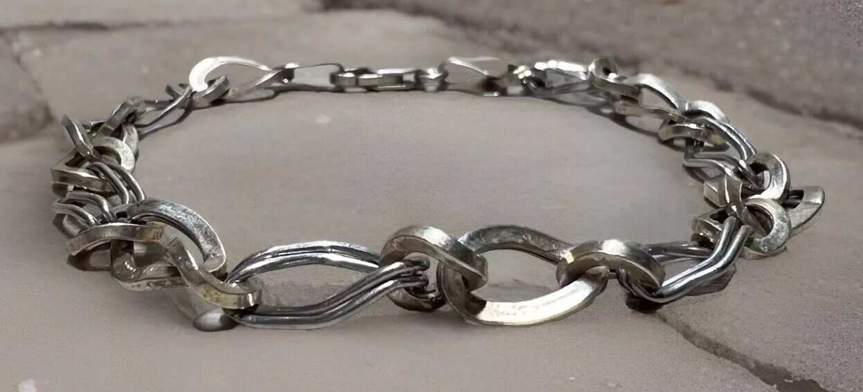 Vintage Turkey Designer Signed Midas Sterling Silver Bracelet, 7.75″, 4.8g