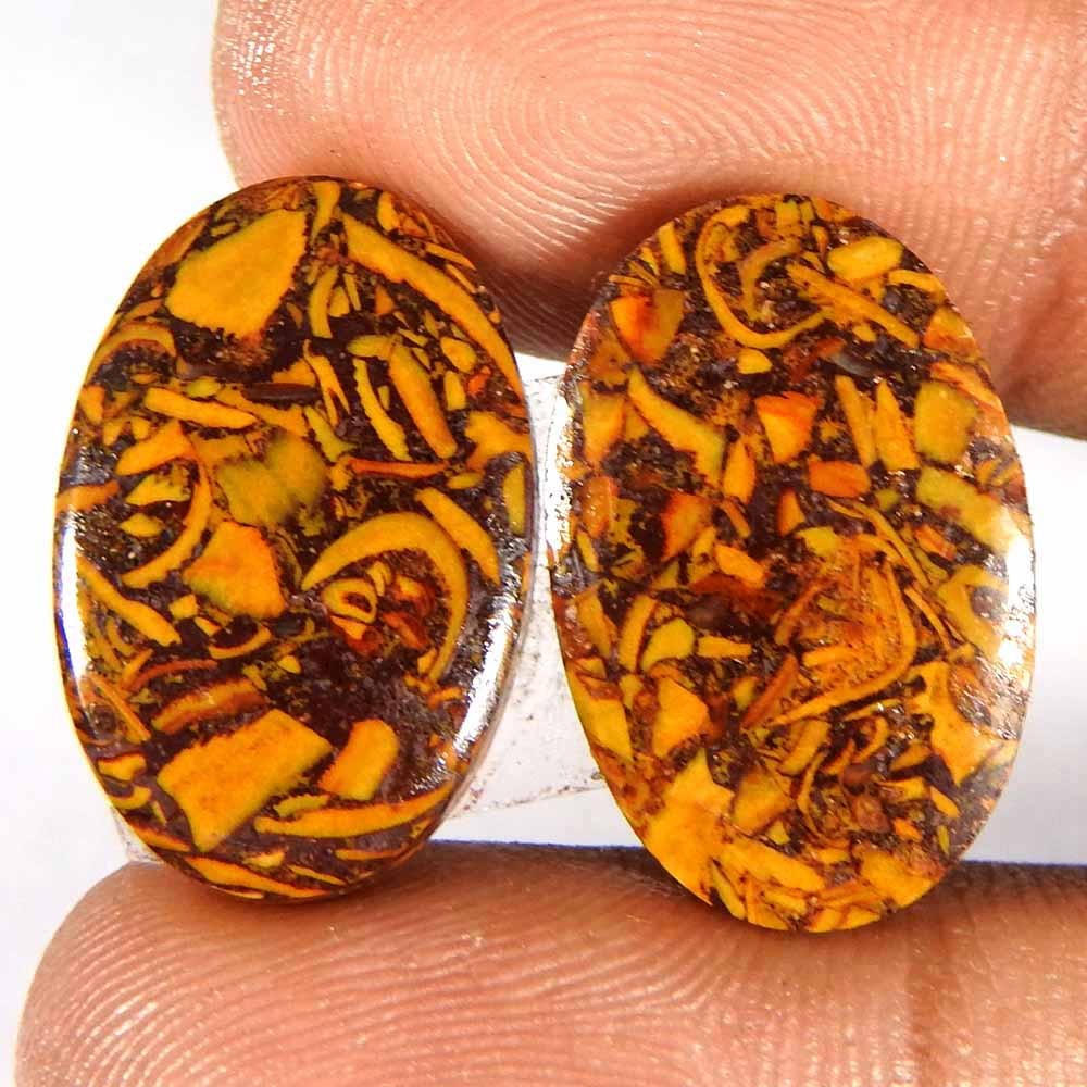 20.40Cts100%Natural Best Grade Mariam Jasper Oval Pair Cabochon Gemstone