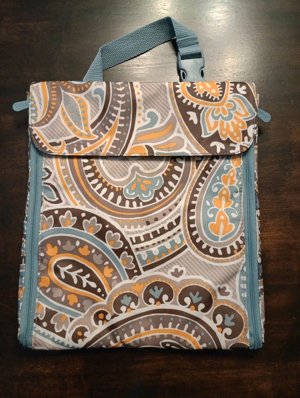 Thirty-One Folding Hanging Zipper Jewelry Organizer w/ Pockets Paisley Travel