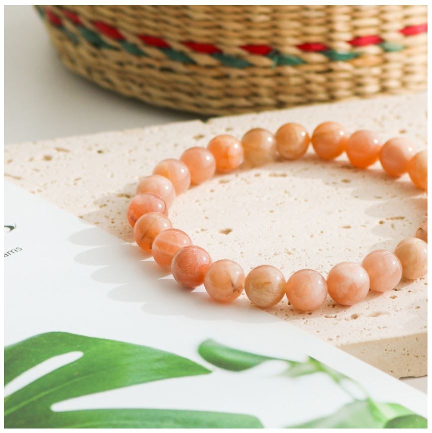 AAA Natural Sunstone Bracelet 8mm Healing Crystal Solar Energy Success Gemstone