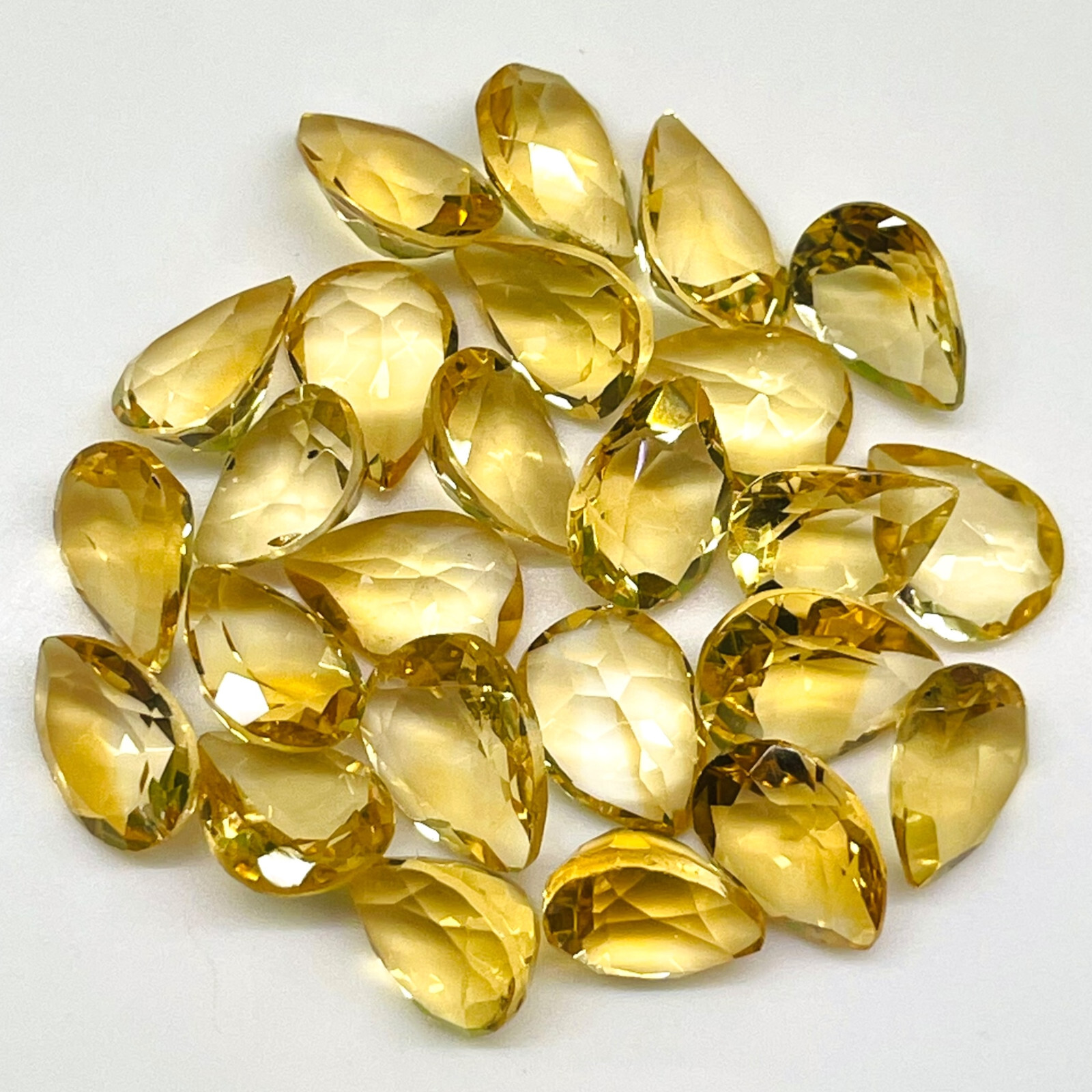 VVS 25 Pcs Natural Brazilian Citrine 9-10mm Pear Cut Loose Untreated Gemstones